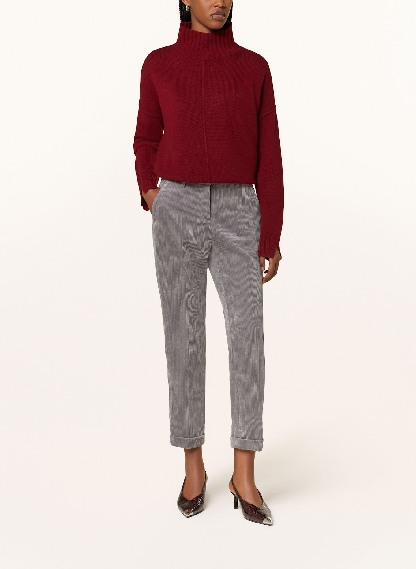 CAMBIO Corduroy trousers KRYSTAL: GRAY