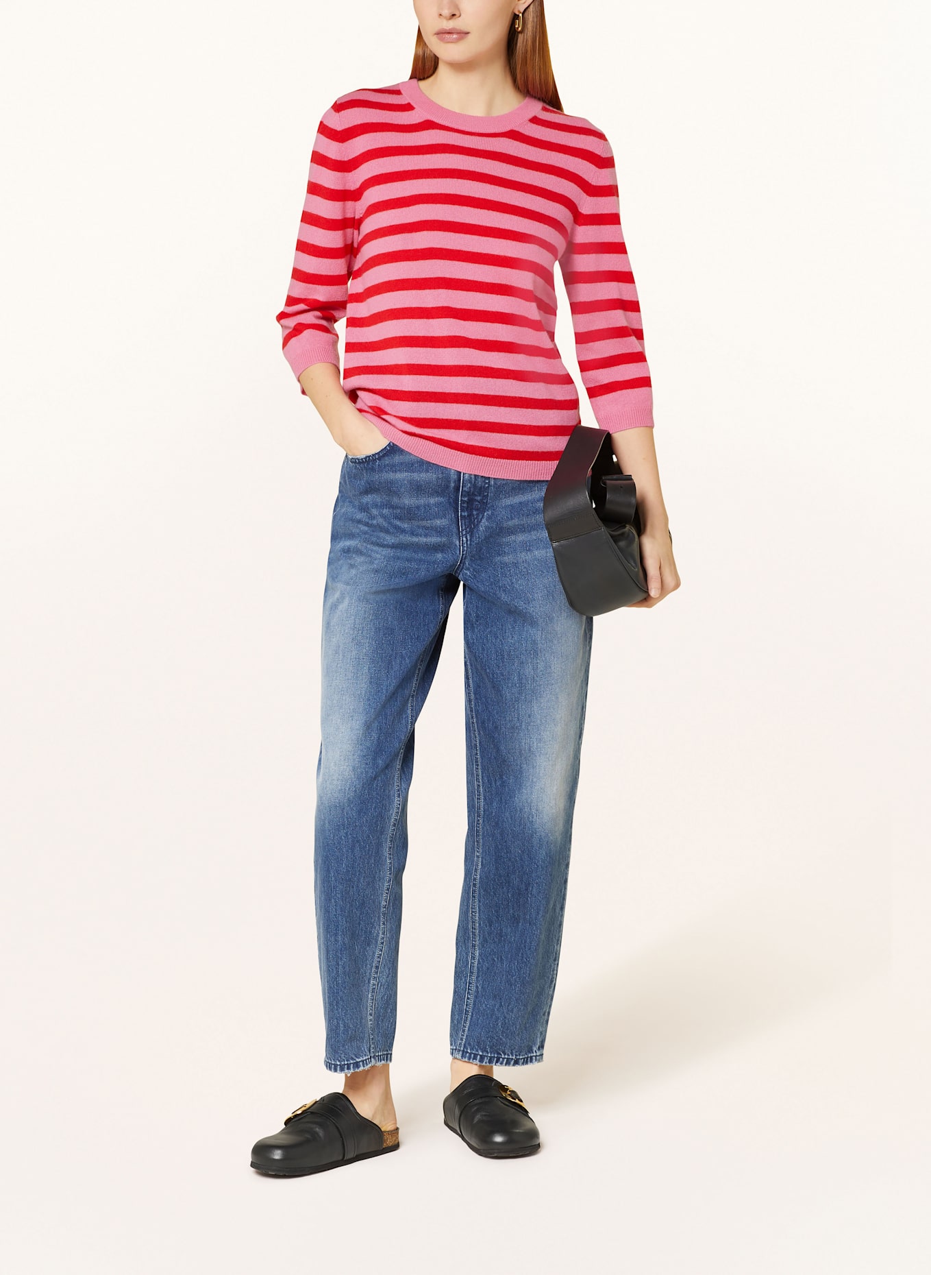 darling harbour Cashmere-Pullover mit 3/4-Arm: PINK / ROT