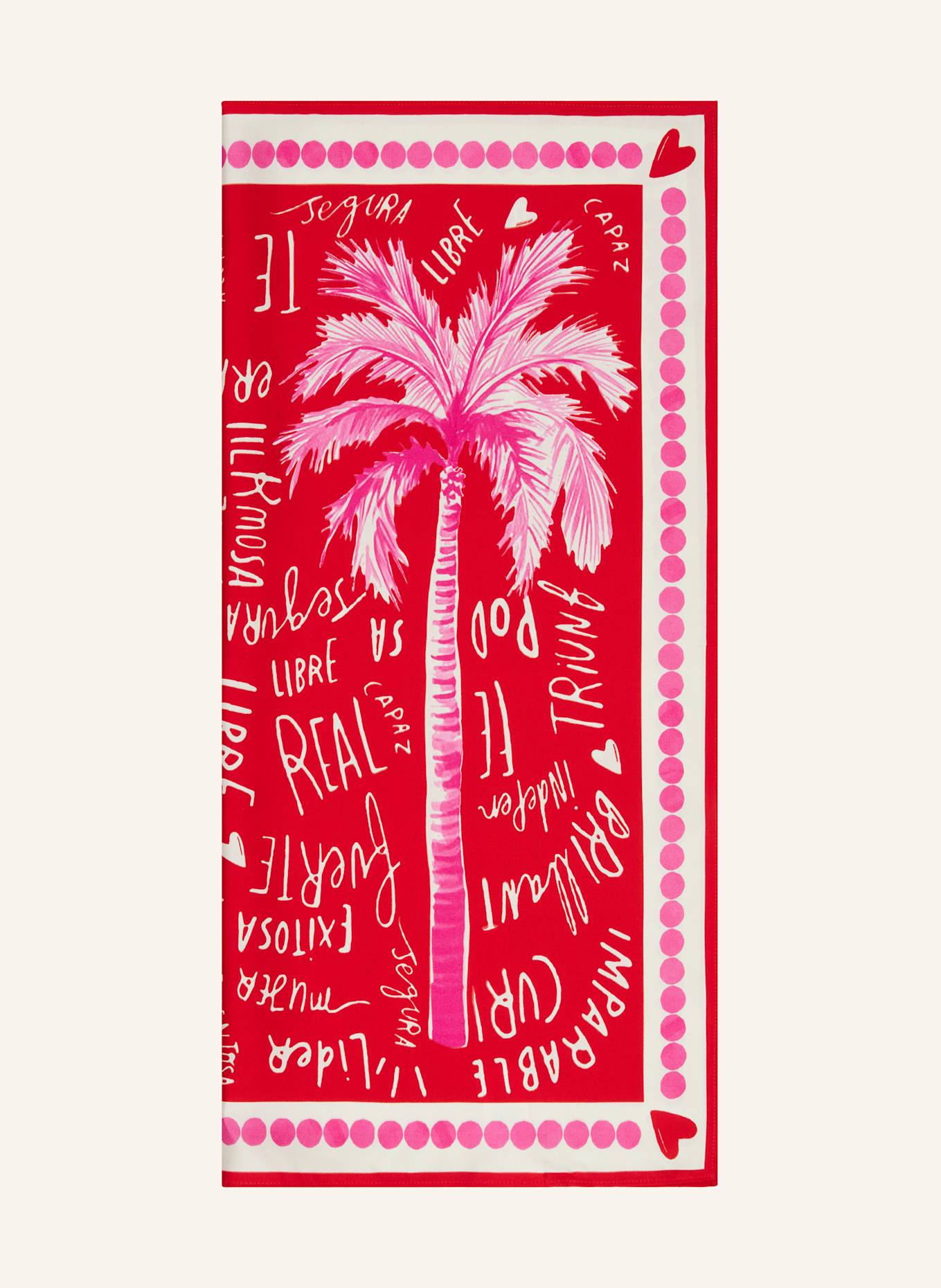 darling harbour foulard en soie: ROUGE / BLANC / ROSE FUCHSIA