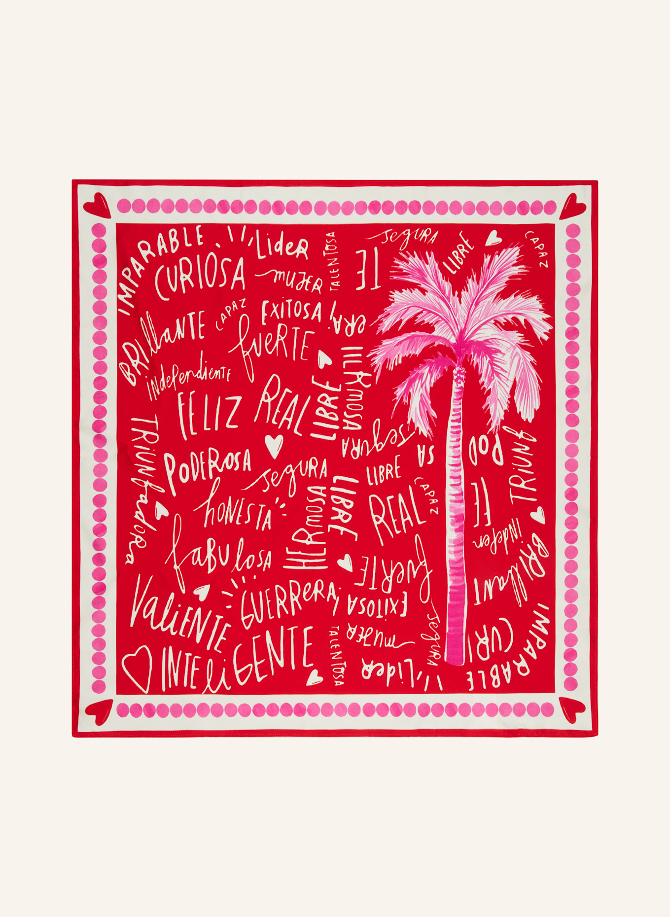 darling harbour foulard en soie: ROUGE / BLANC / ROSE FUCHSIA