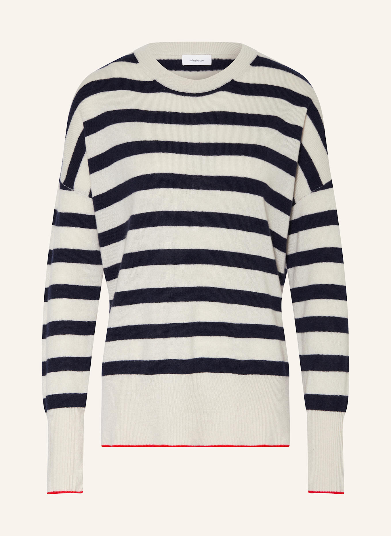 darling harbour Pullover aus Cashmere: ECRU / MARINE / ROT