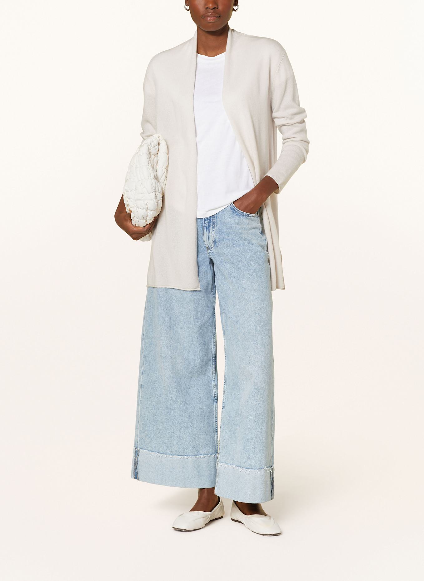 darling harbour Knit cardigan made of cashmere: ECRU