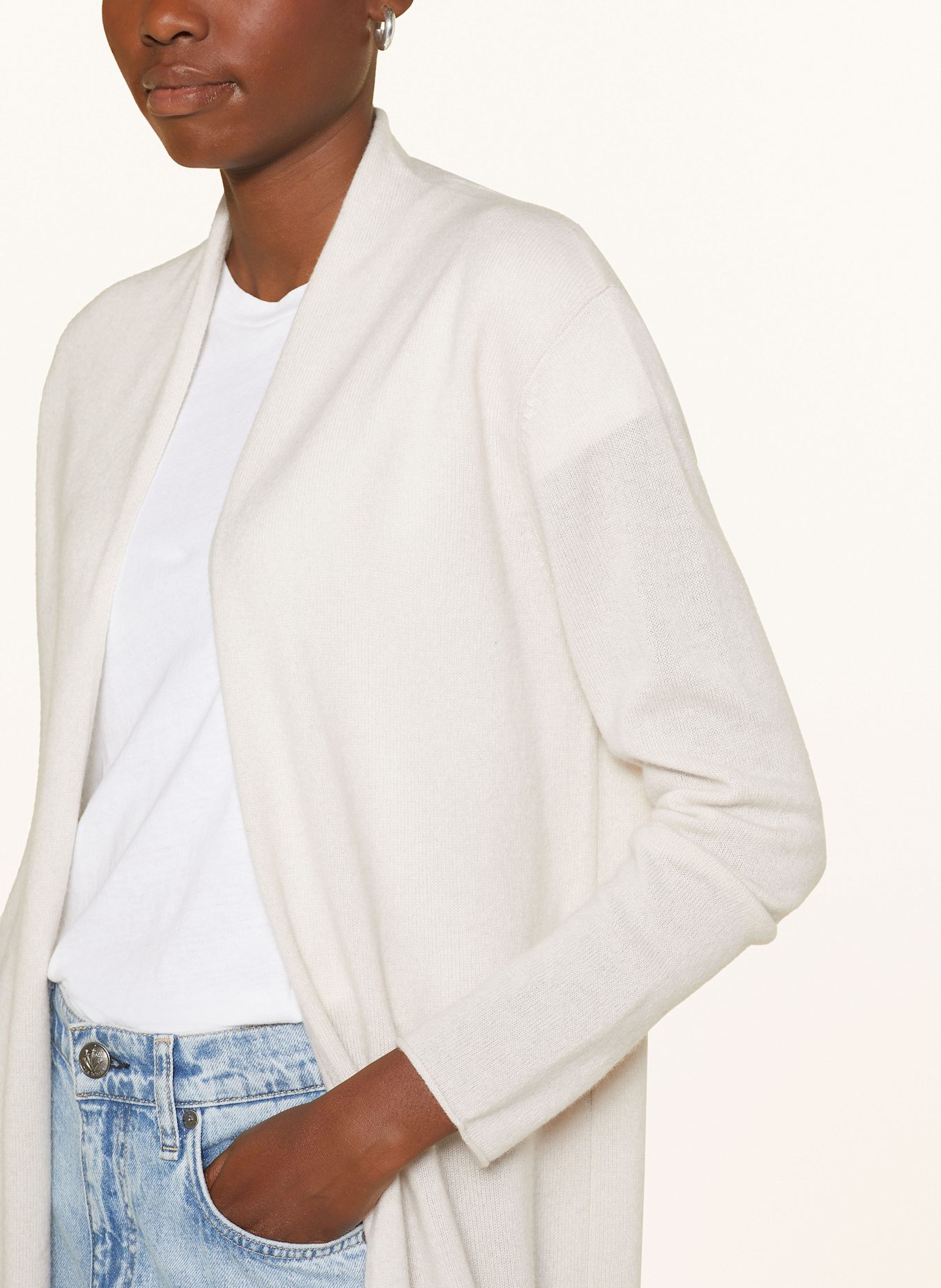 darling harbour Knit cardigan made of cashmere: ECRU