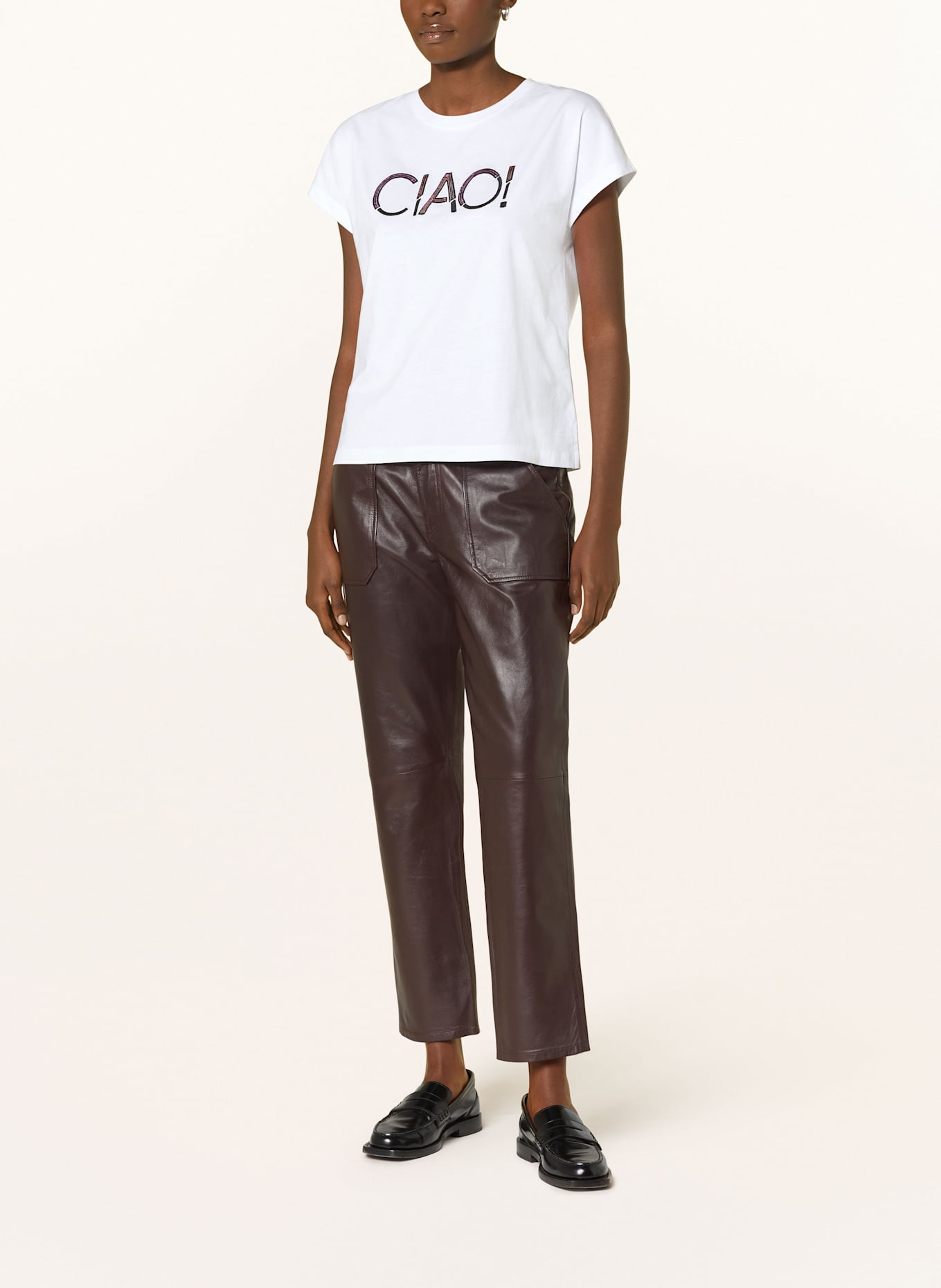 darling harbour T-Shirt mit Pailletten: WEISS / PINK