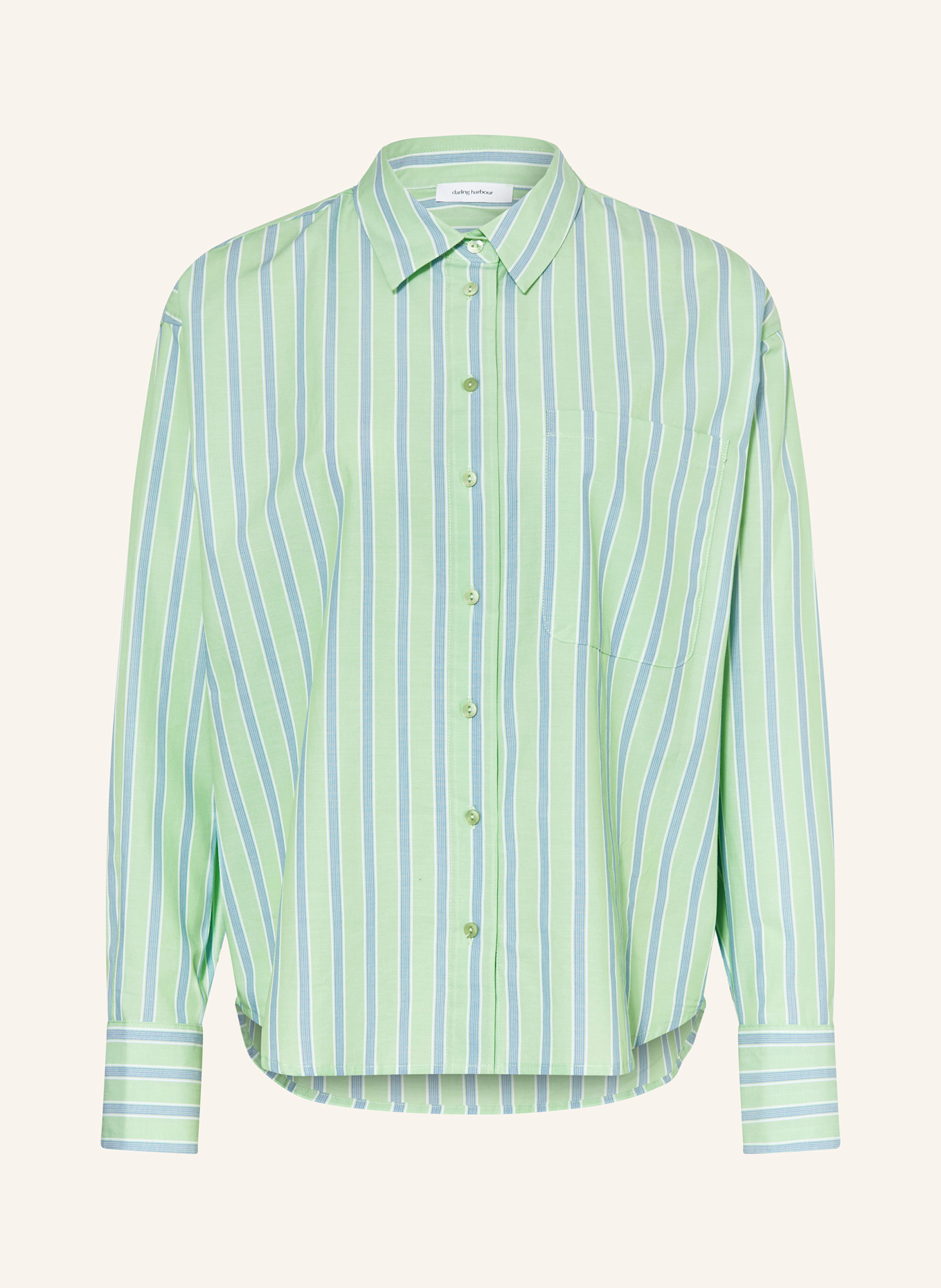 darling harbour hooded shirt blouse, Color: grün / weiß (Image 1)