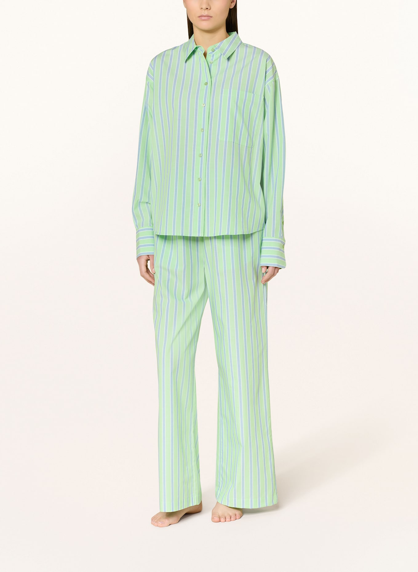 darling harbour hooded shirt blouse, Color: grün / weiß (Image 2)