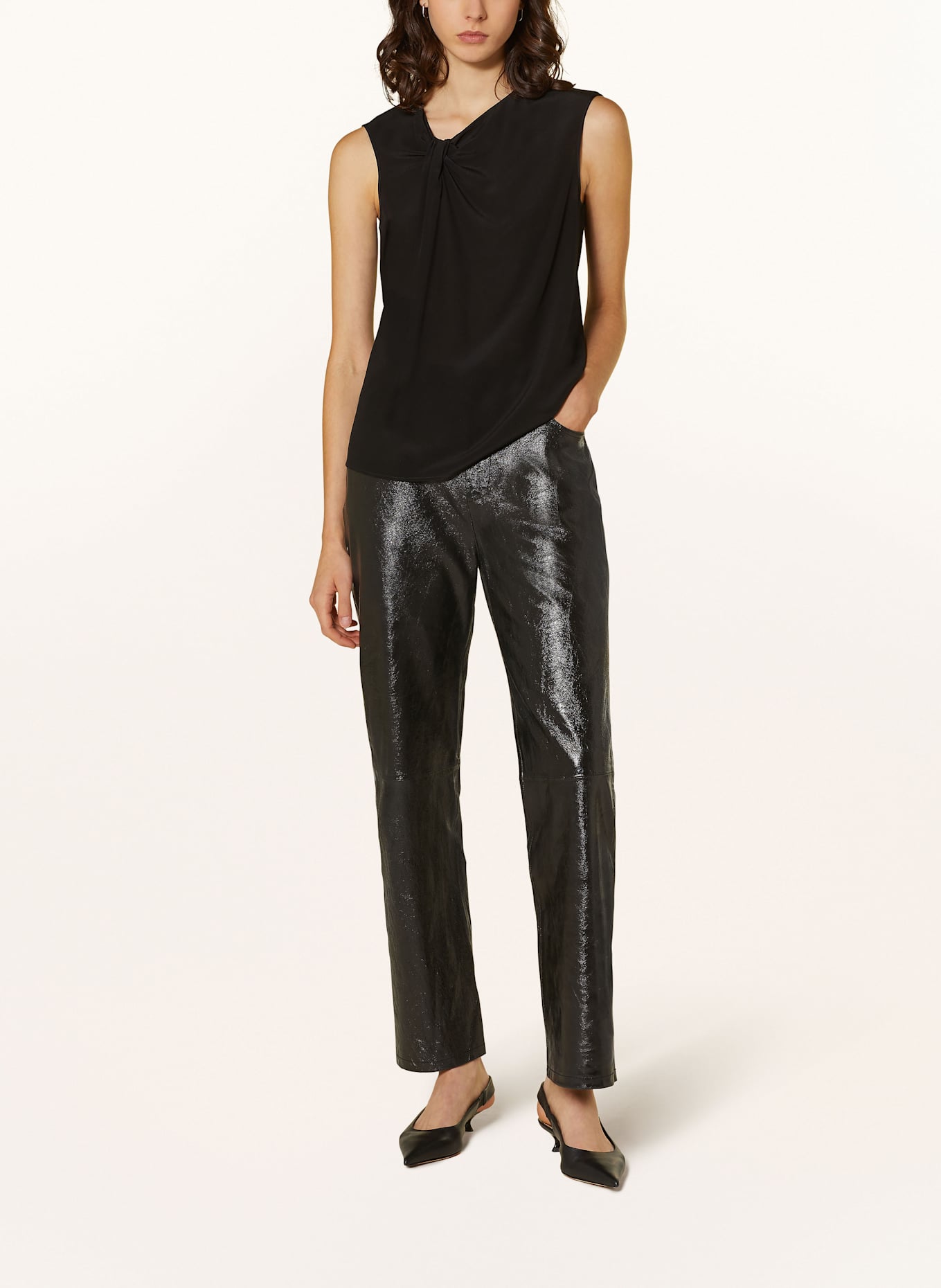 PATRIZIA PEPE Bluzka bez rękawów z jedwabiu: CZARNY