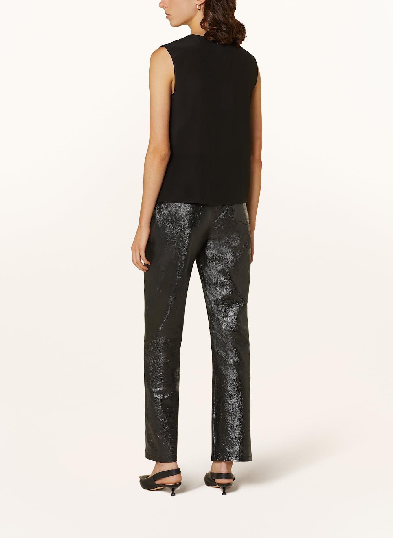 PATRIZIA PEPE Bluzka bez rękawów z jedwabiu: CZARNY