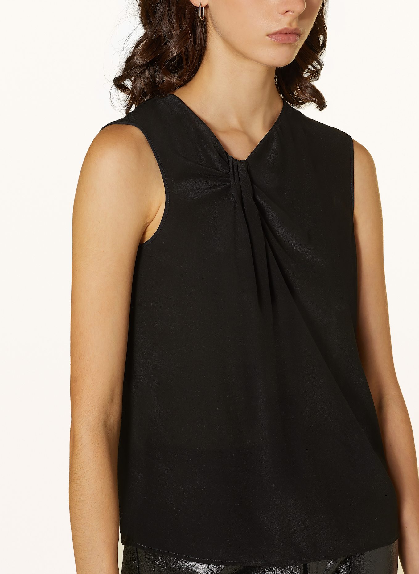 PATRIZIA PEPE Bluzka bez rękawów z jedwabiu: CZARNY