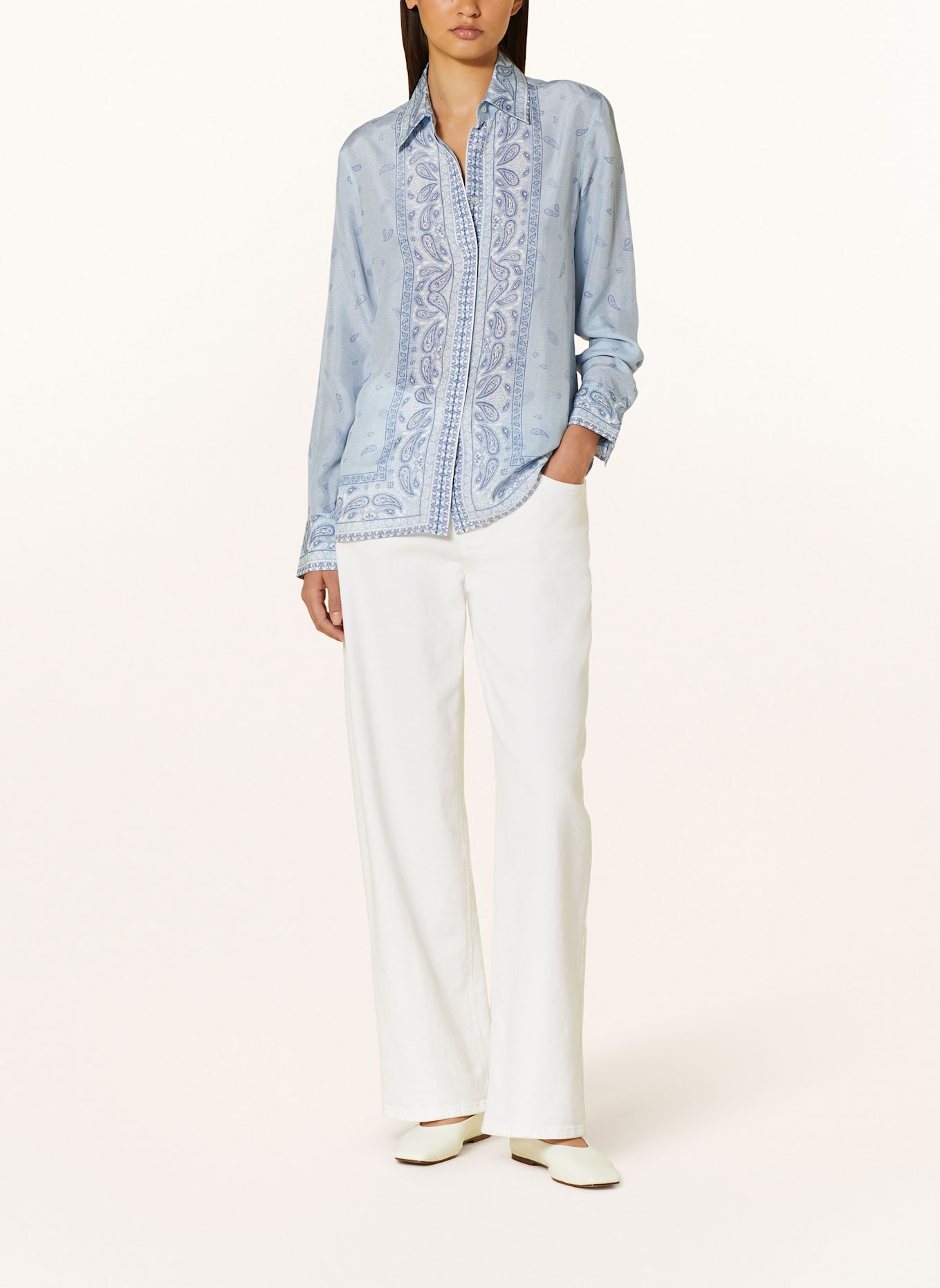 van Laack Hemdbluse VL-CELLISA-PX aus Seide: HELLBLAU / BLAU