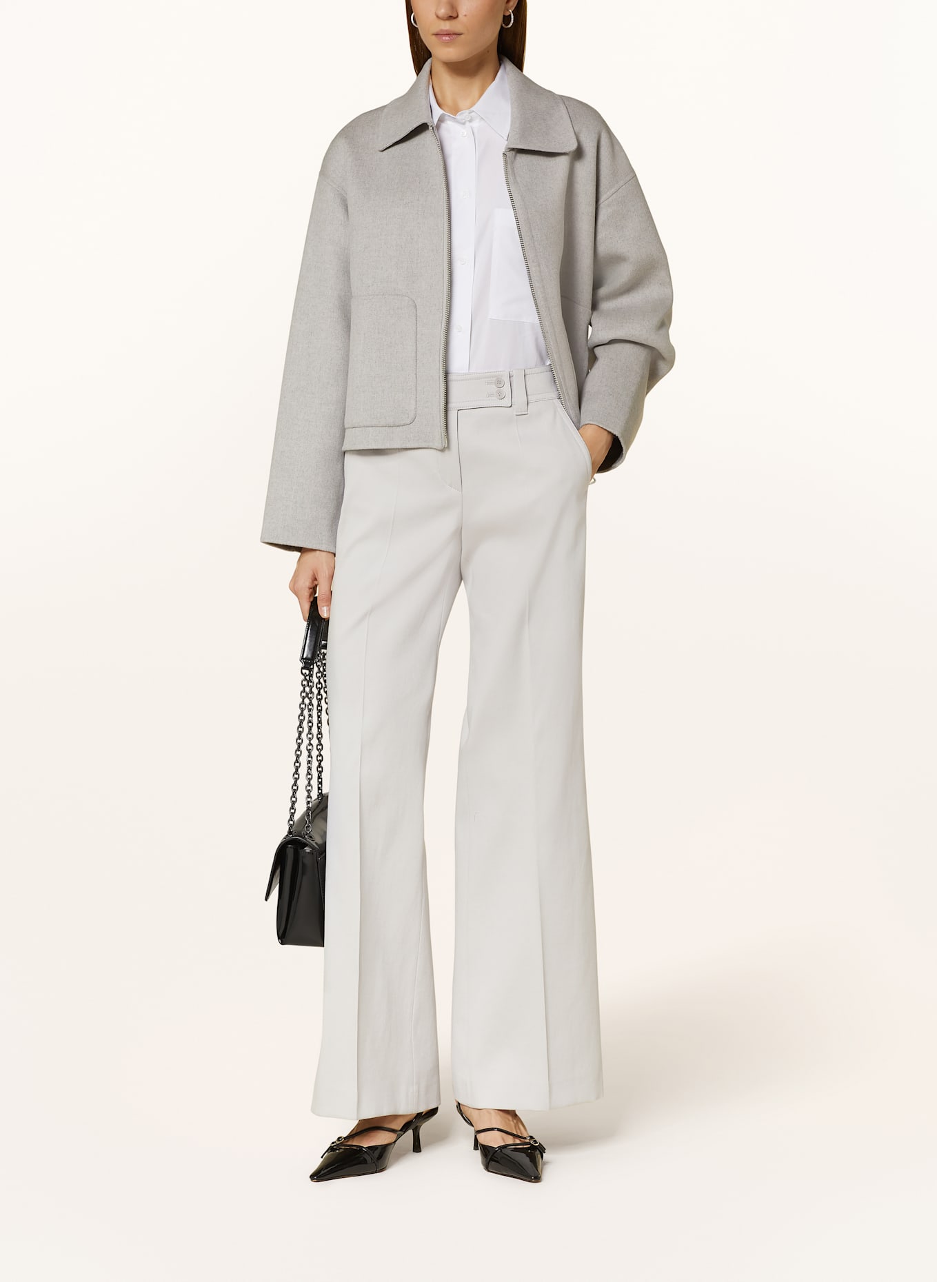 windsor. Wide leg Messenger trousers: LIGHT GRAY