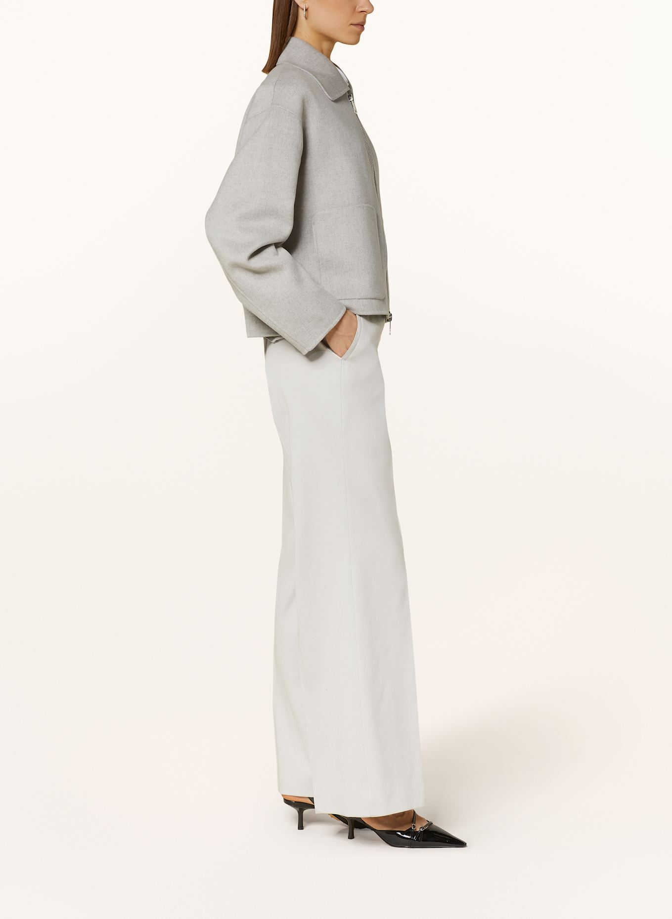 windsor. Wide leg Messenger trousers: LIGHT GRAY