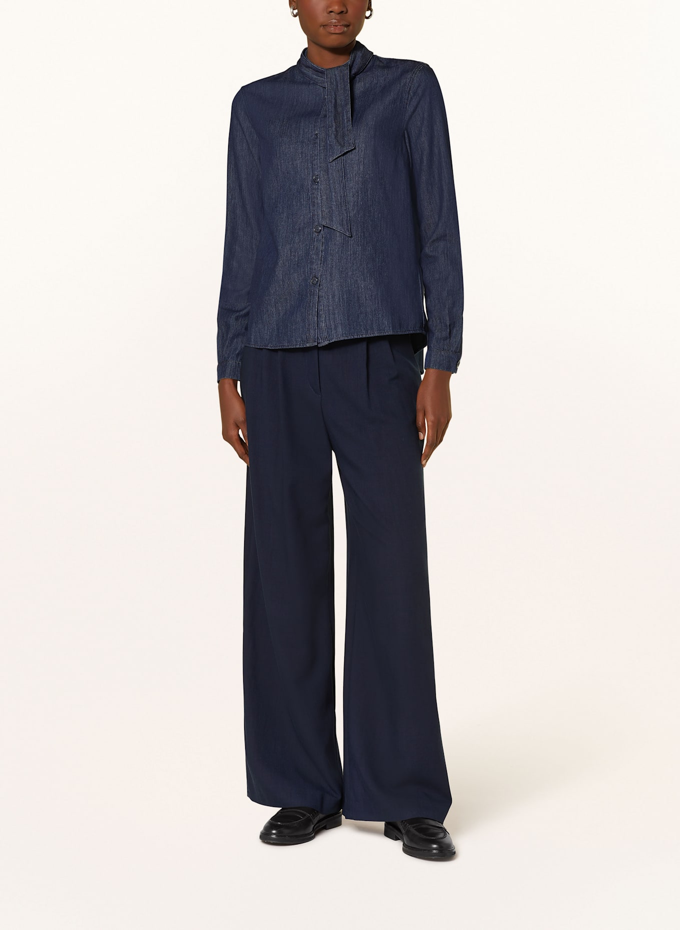 MORE & MORE Jeansbluse: DUNKELBLAU