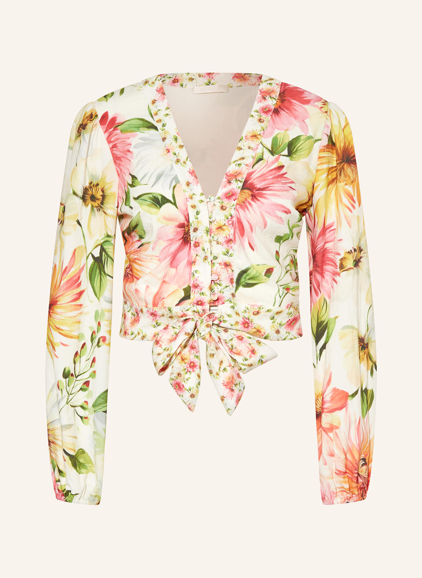 GUESS Blouse COLETTE: ECRU/ LIGHT GREEN/ PINK