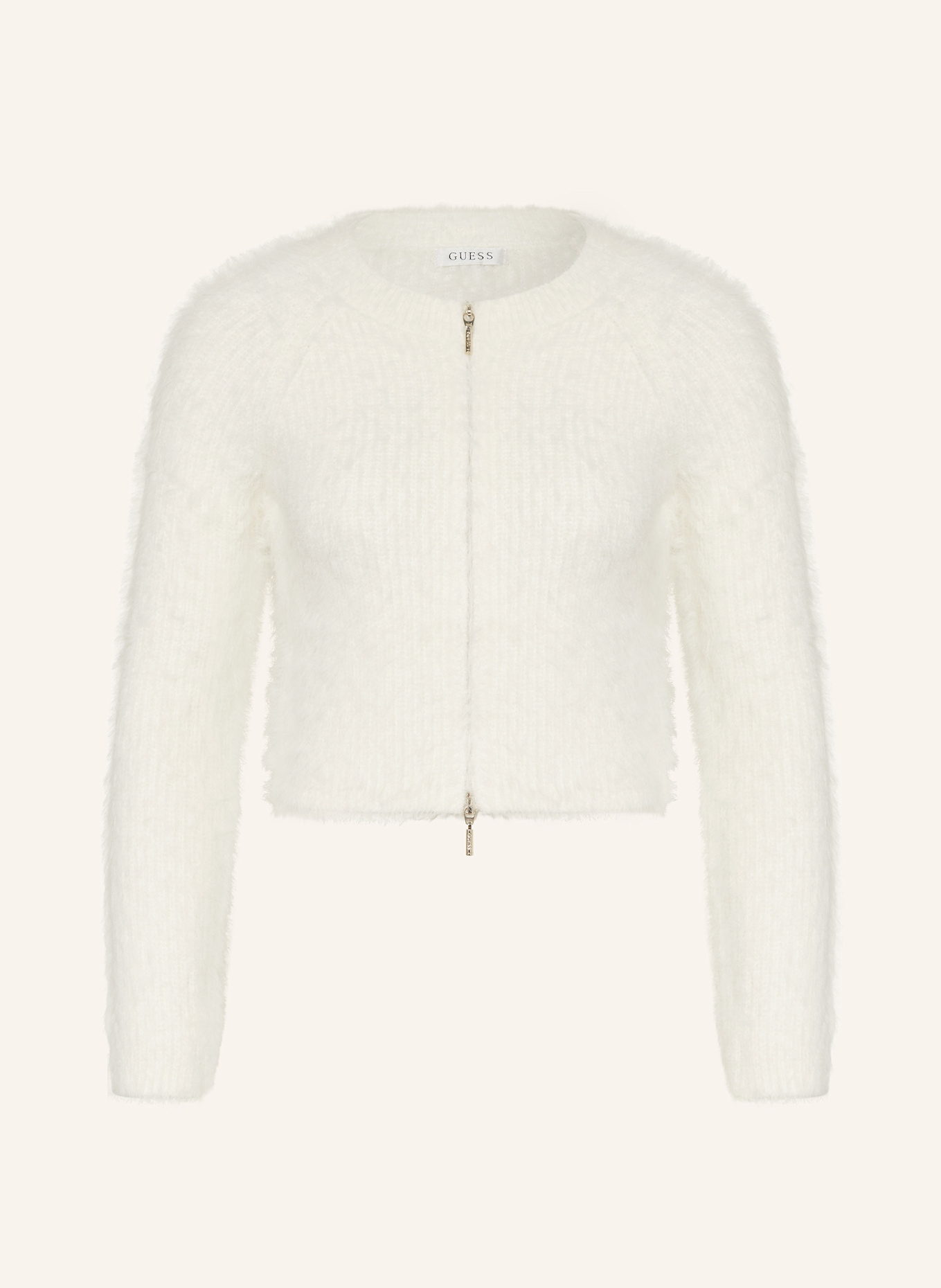 White fluffy cropped cardigan hot sale
