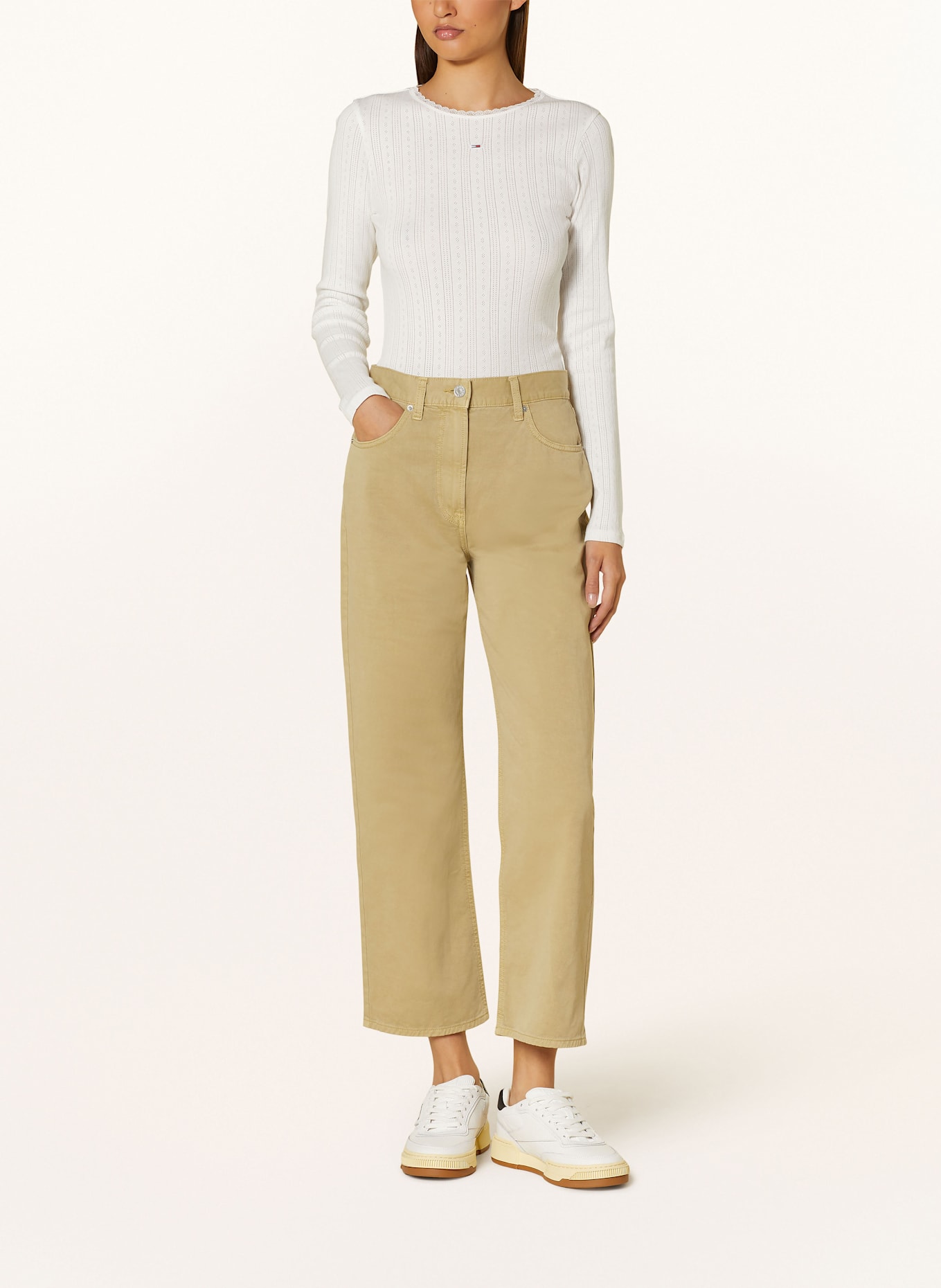 TOMMY JEANS Long sleeve shirt with lace: ECRU
