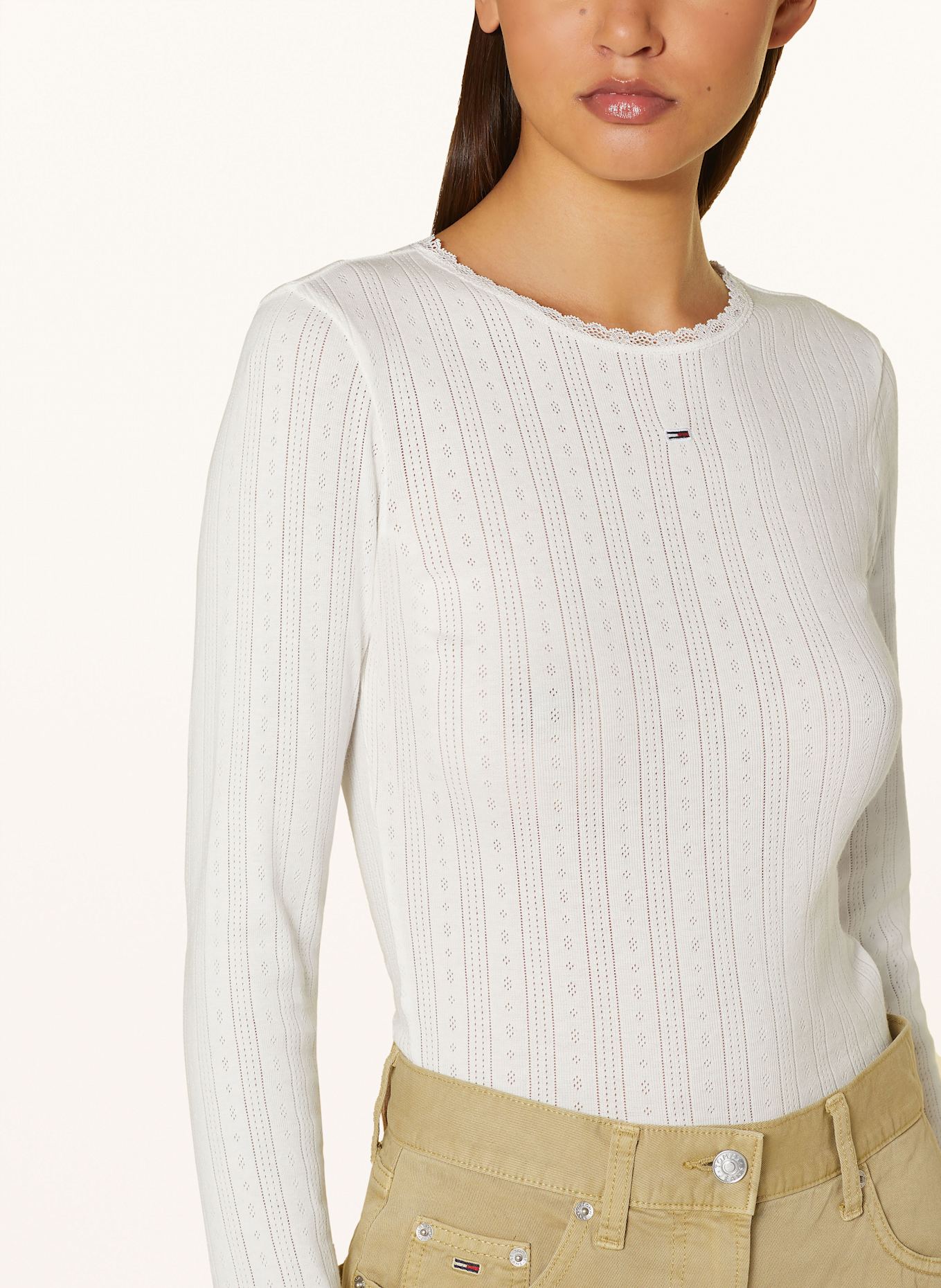 TOMMY JEANS Long sleeve shirt with lace: ECRU
