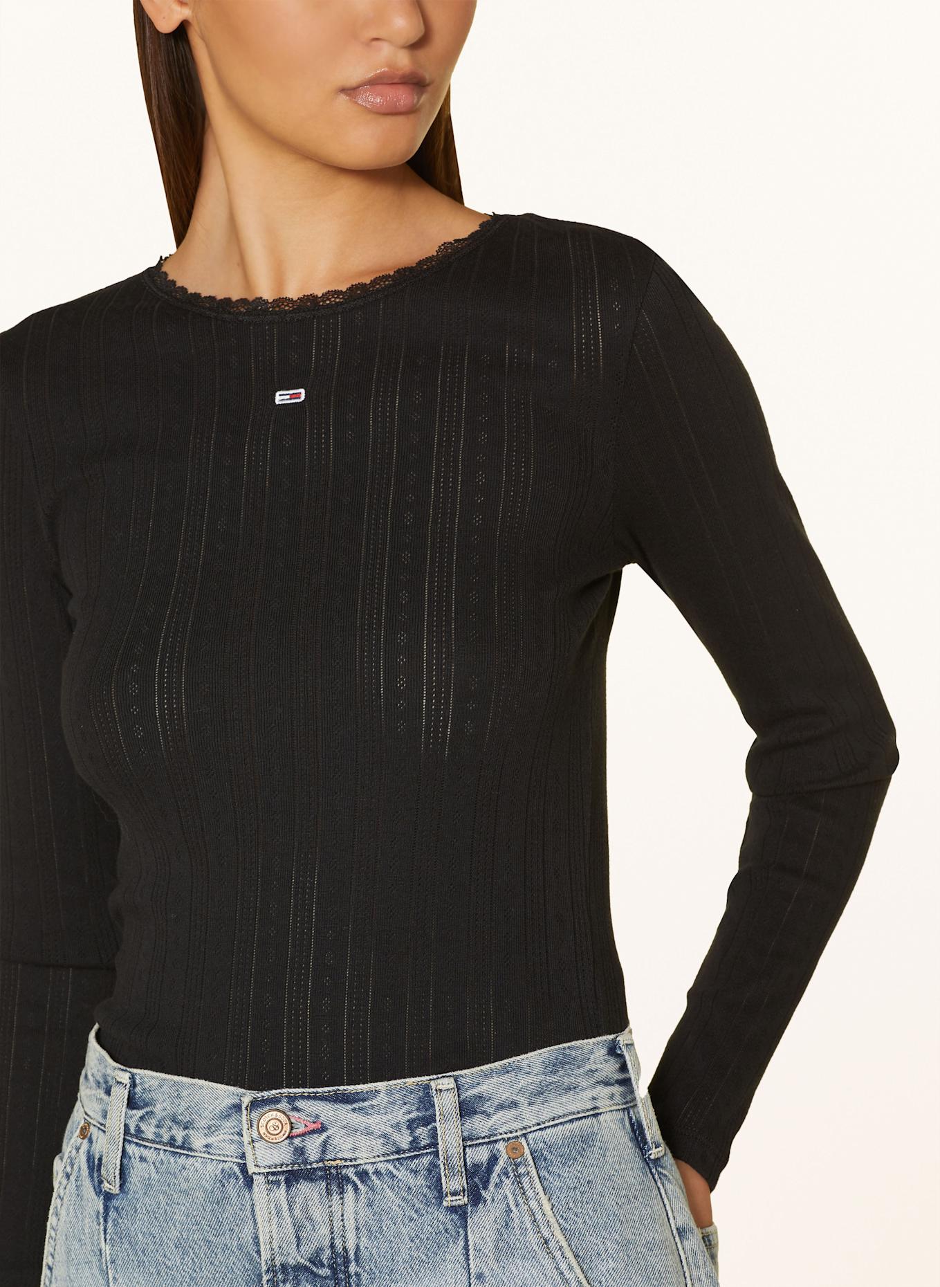 TOMMY JEANS T-shirt à manches longues avec dentelle: NOIR