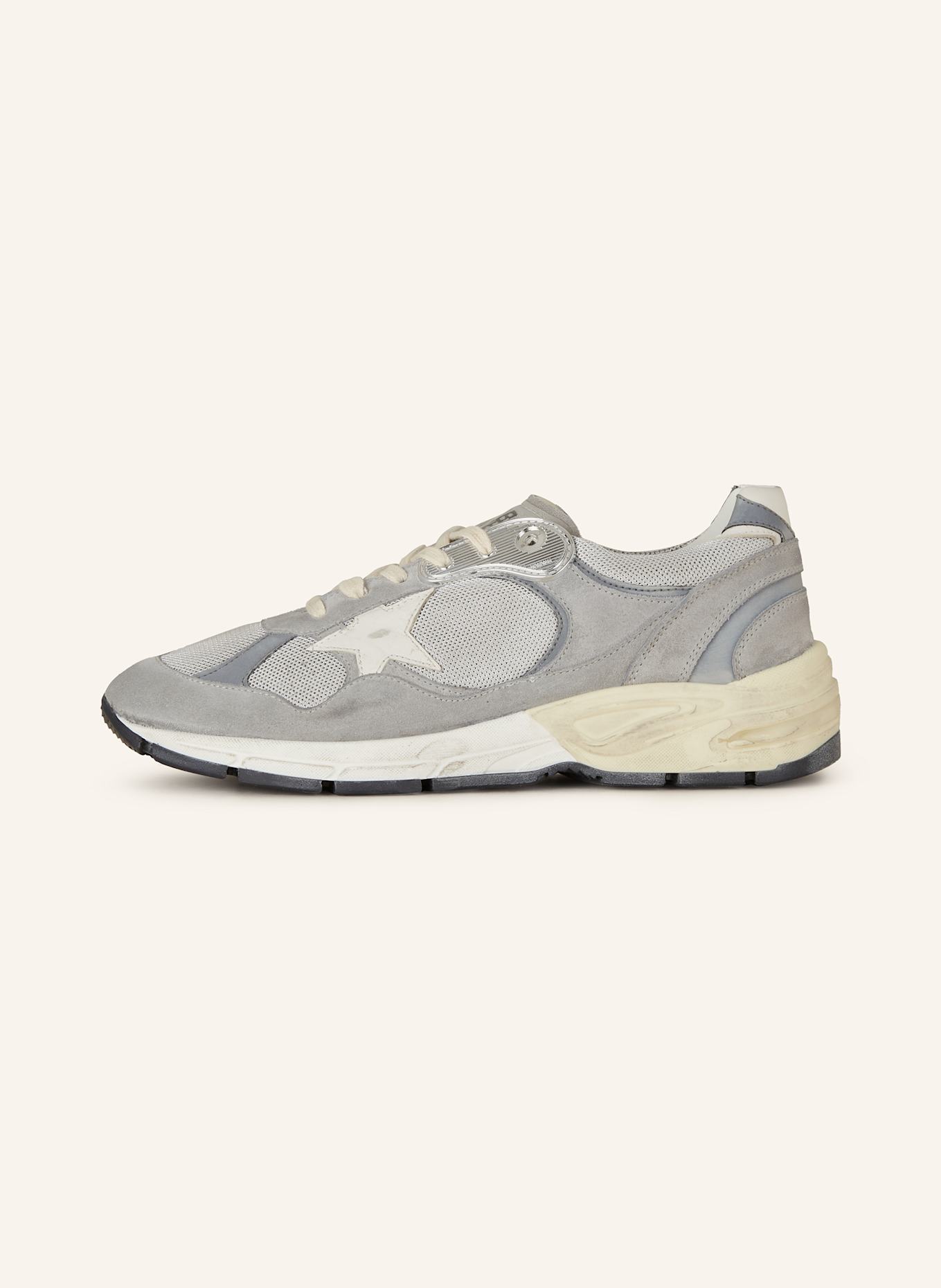 GOLDEN GOOSE Sneaker RUNNING DAD: GRAU/ SILBER/ WEISS