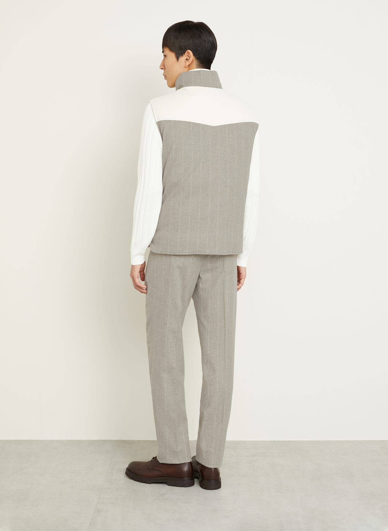 BRUNELLO CUCINELLI Down vest in mixed materials: GRAY