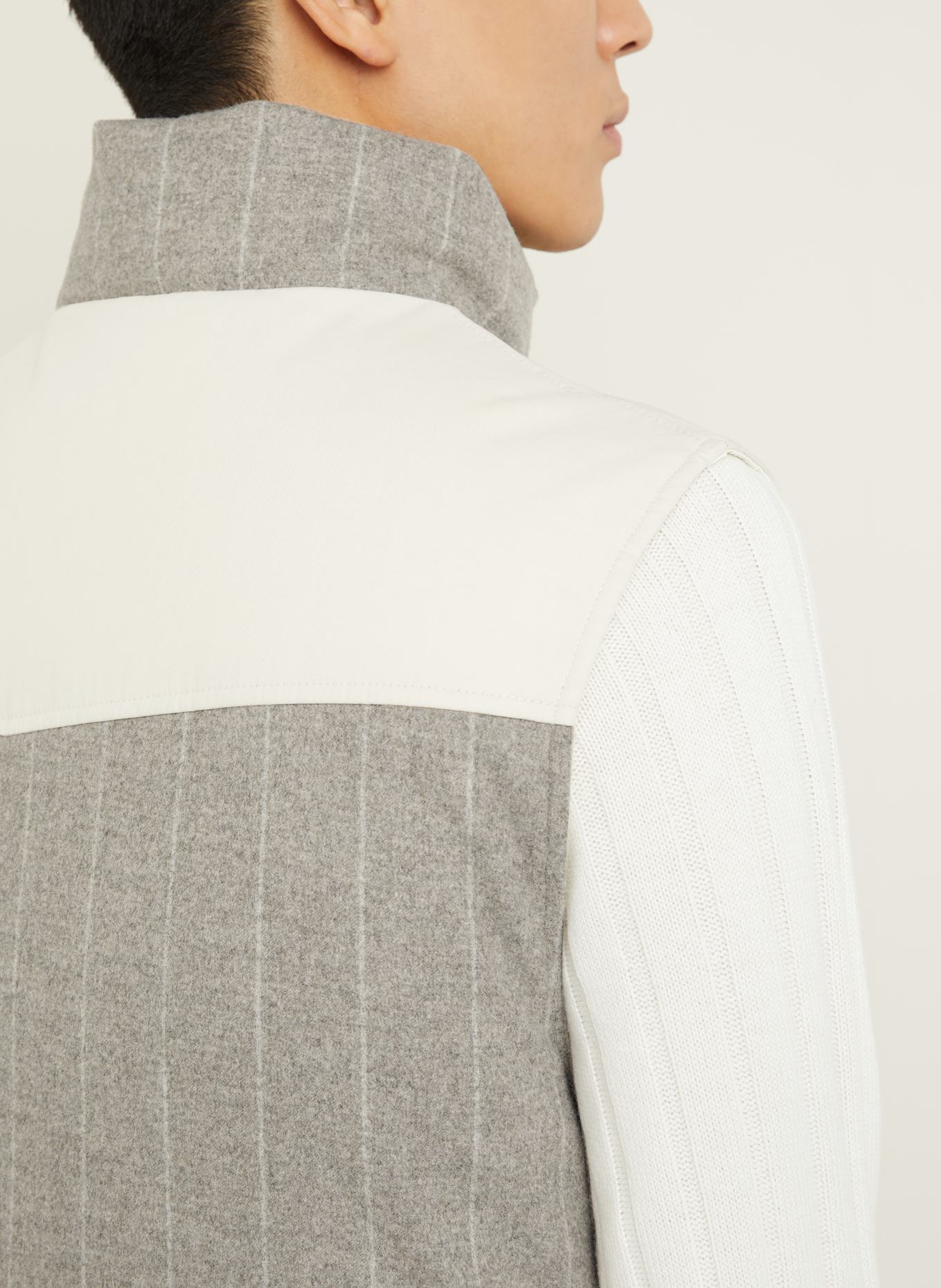 BRUNELLO CUCINELLI Down vest in mixed materials: GRAY