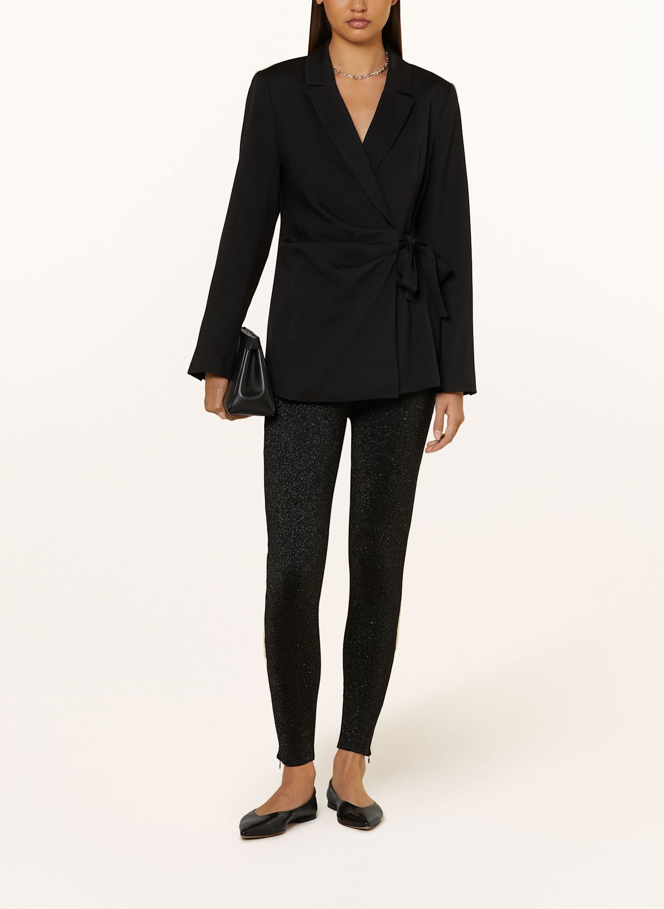 MALINA MELLA leggings with glitter thread: BLACK