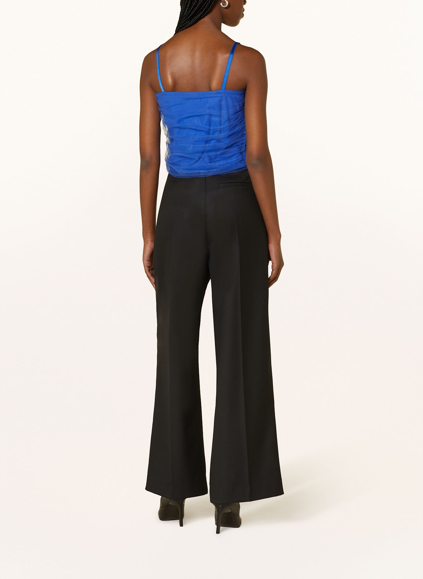 RIANI Cropped top with tulle: BLUE