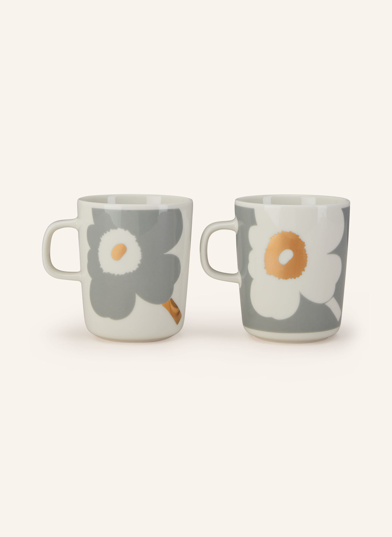 marimekko 2er-Set Henkelbecher UNIKKO, Farbe: CREME/ HELLGRAU (Bild 2)