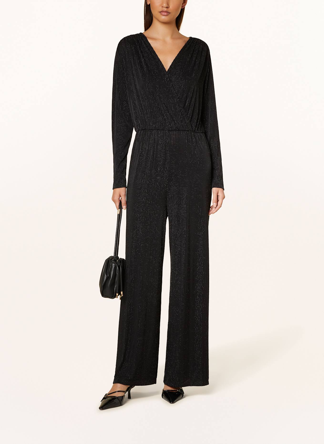 Part Two Jersey jumpsuit with glitter thread in black