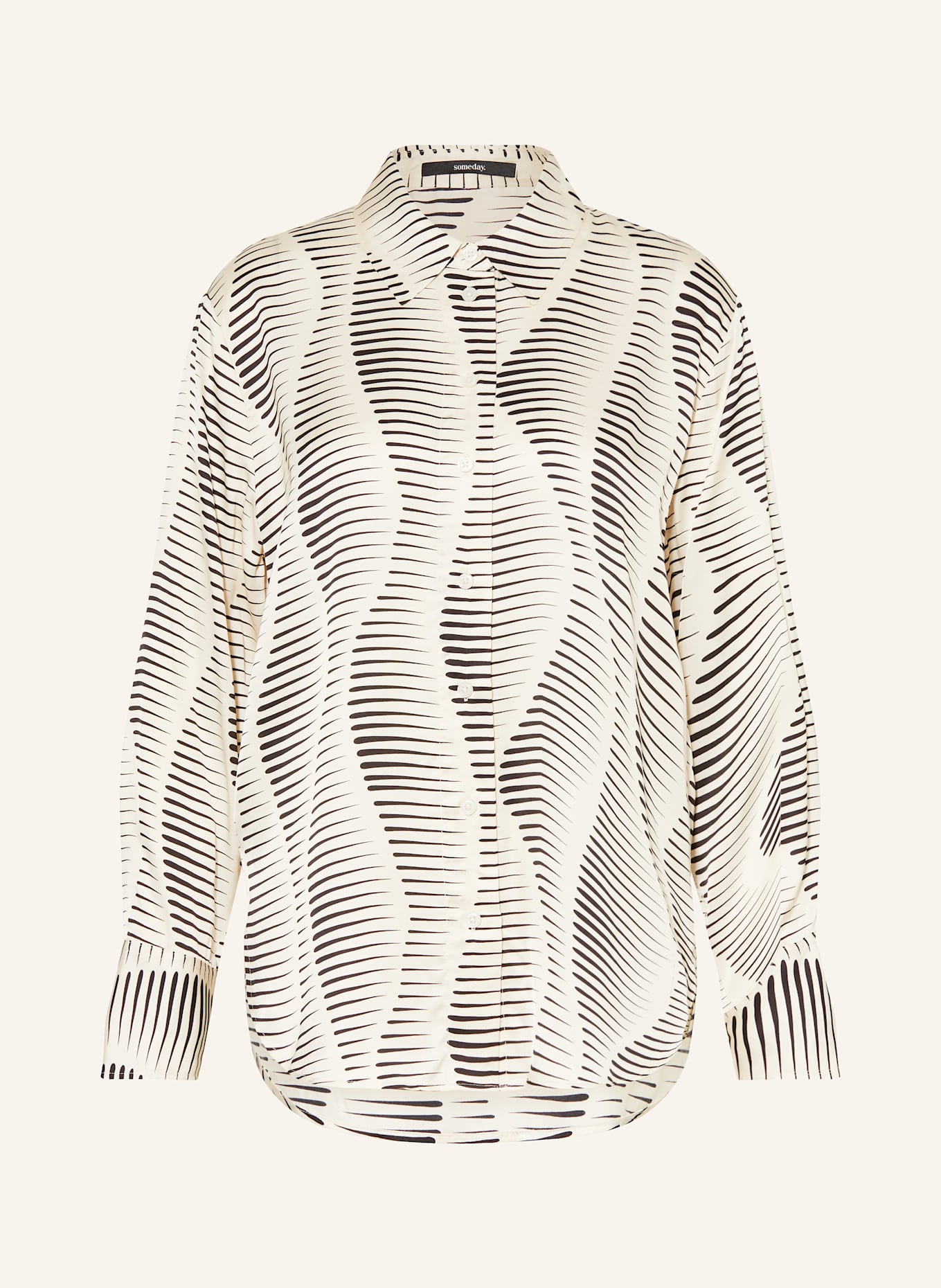someday ZAURYN satin shirt blouse, Color: CREAM/ BLACK (Image 1)