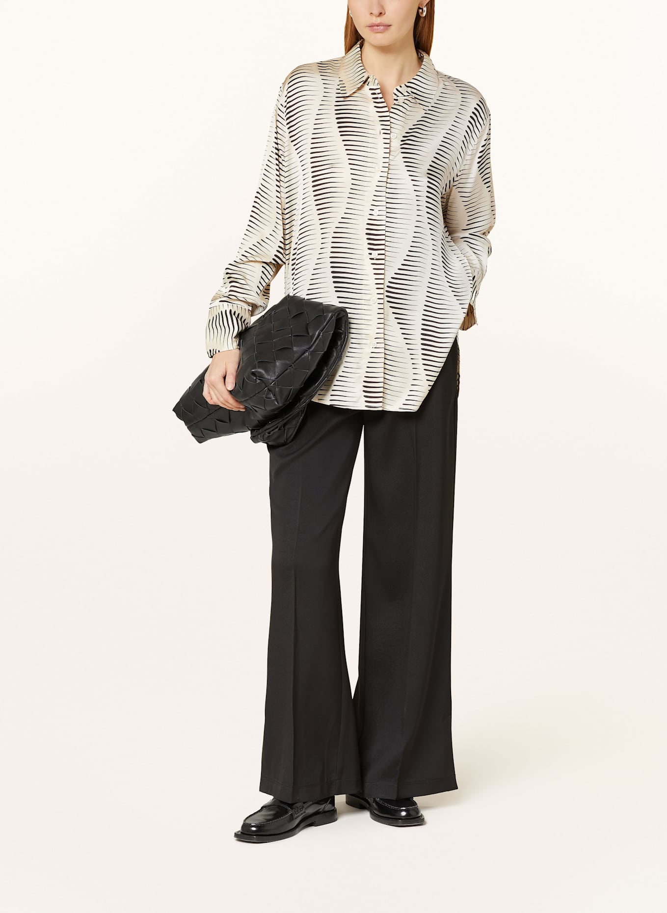 someday ZAURYN satin shirt blouse, Color: CREAM/ BLACK (Image 2)