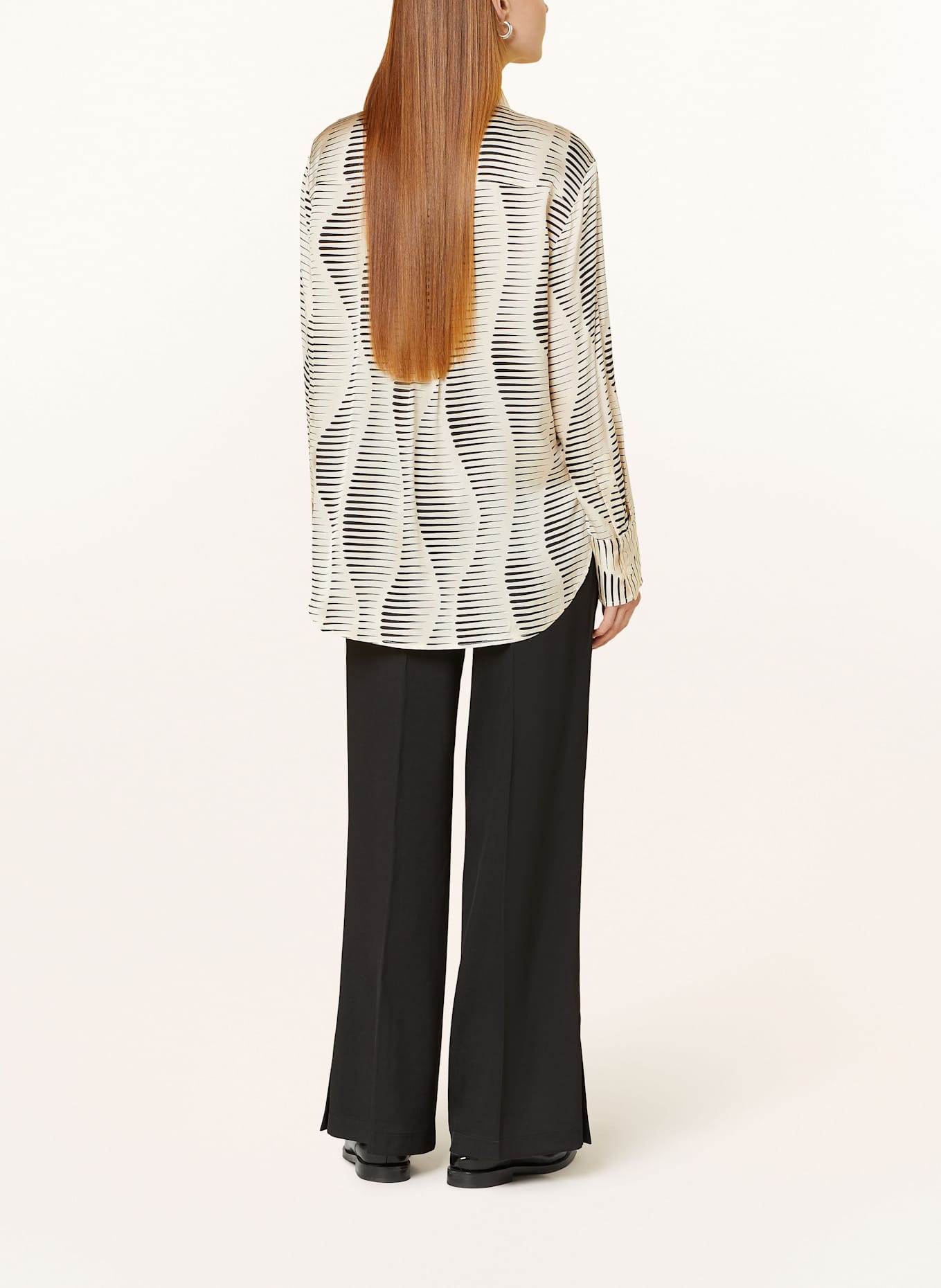 someday ZAURYN satin shirt blouse, Color: CREAM/ BLACK (Image 3)