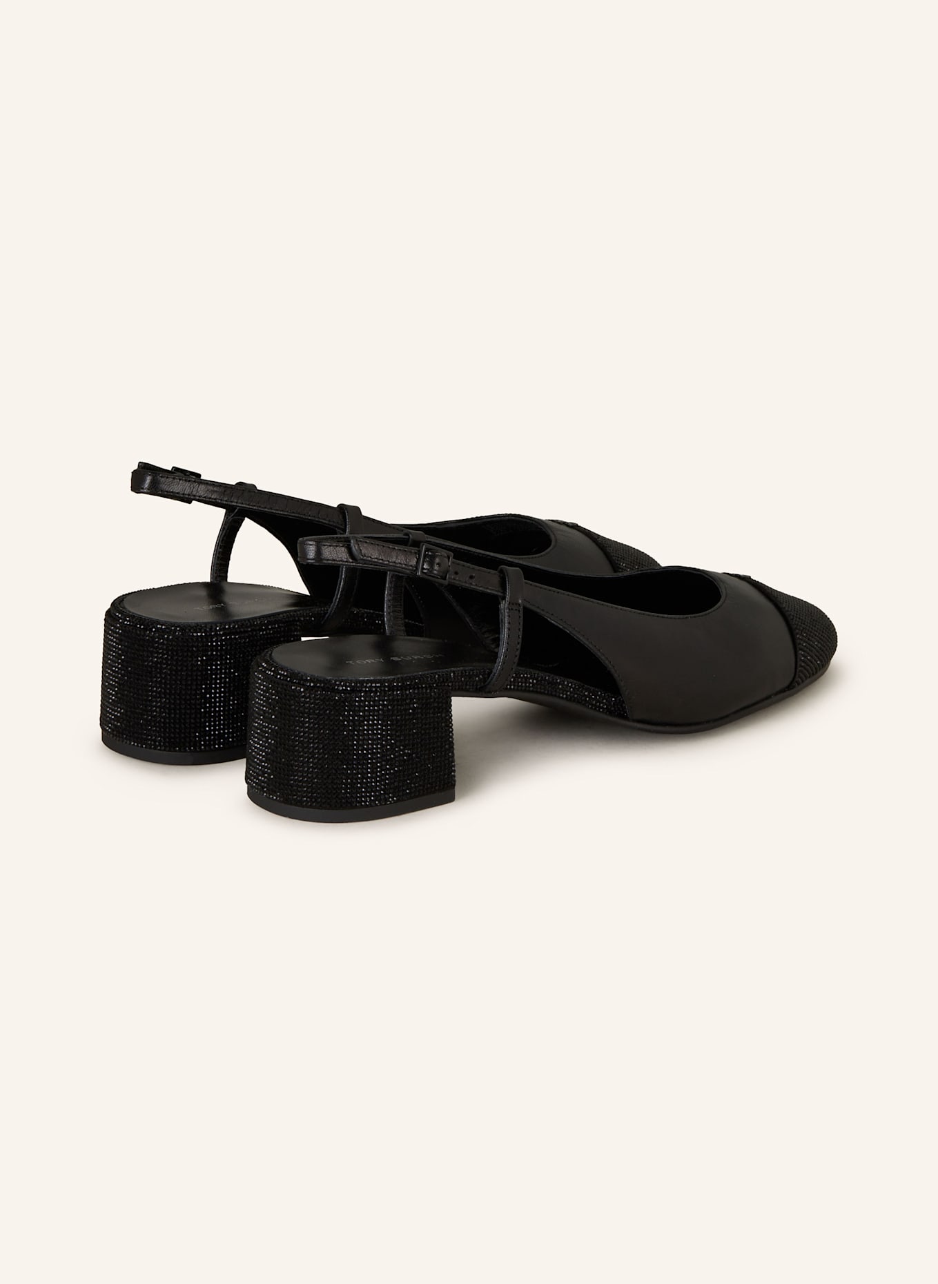TORY BURCH Slingpumps mit Schmucksteinen: SCHWARZ