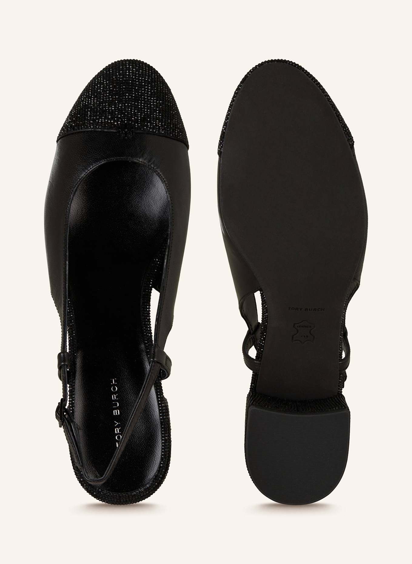 TORY BURCH Slingpumps mit Schmucksteinen: SCHWARZ