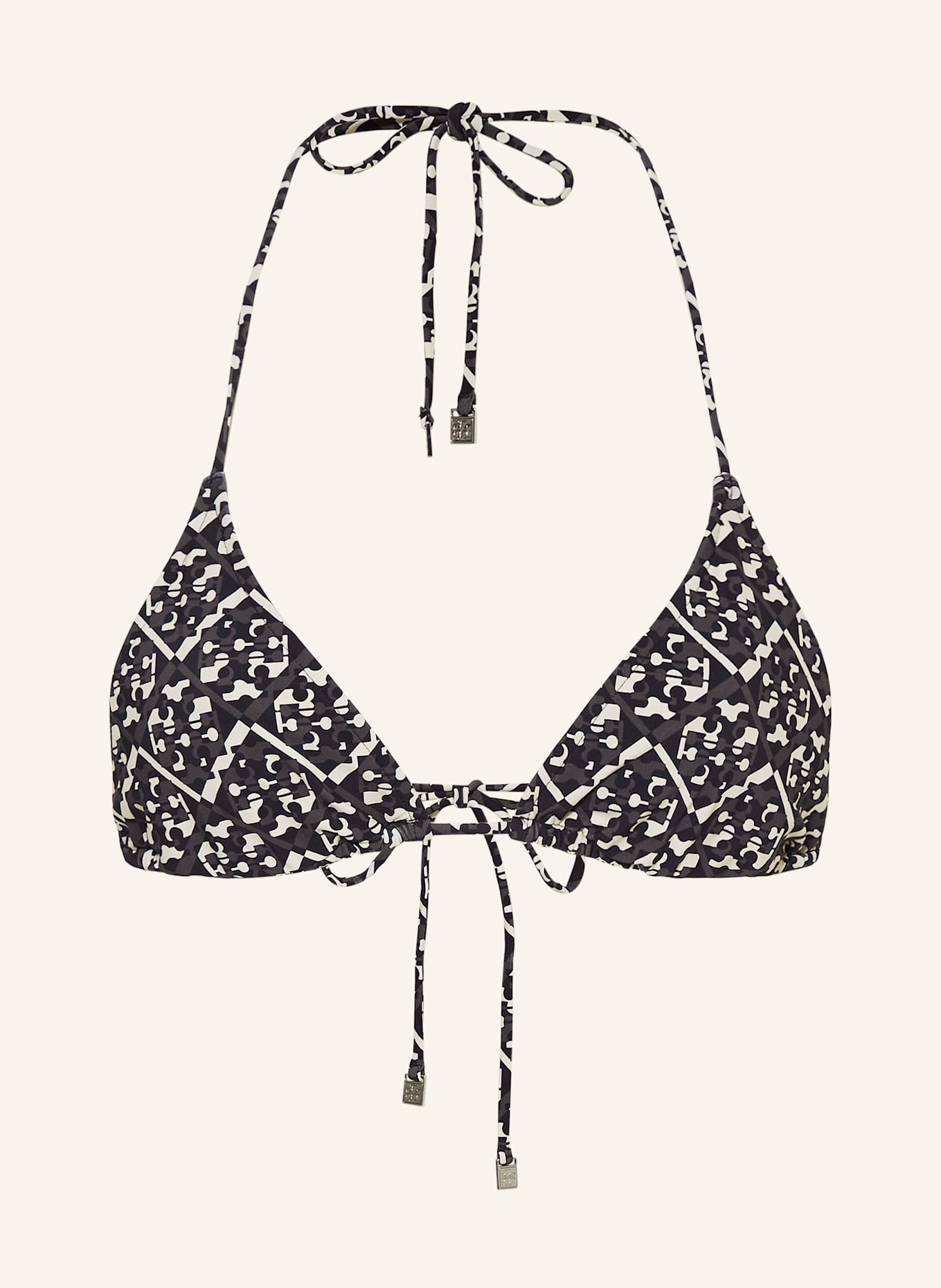 TORY BURCH Triangel-Bikini-Top: SCHWARZ / WEISS / GRAU