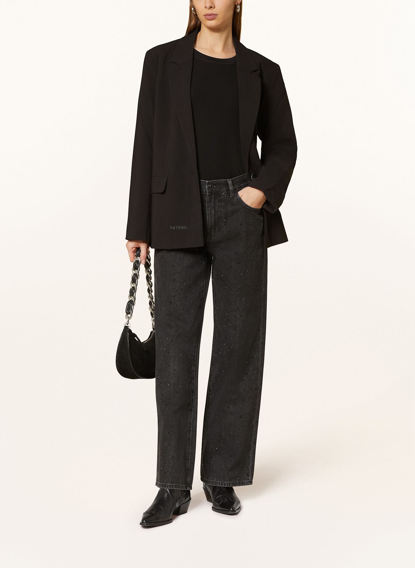 gina tricot Jeans mit Schmucksteinen: offblack