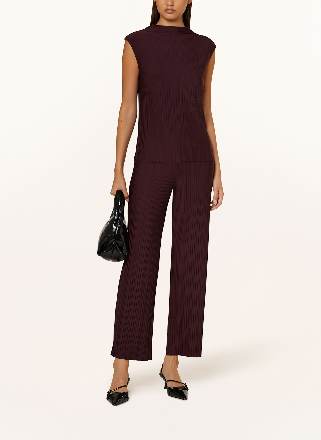 gina definido tricot Pleated trousers in jersey, Color: DARK RED (Image 2)