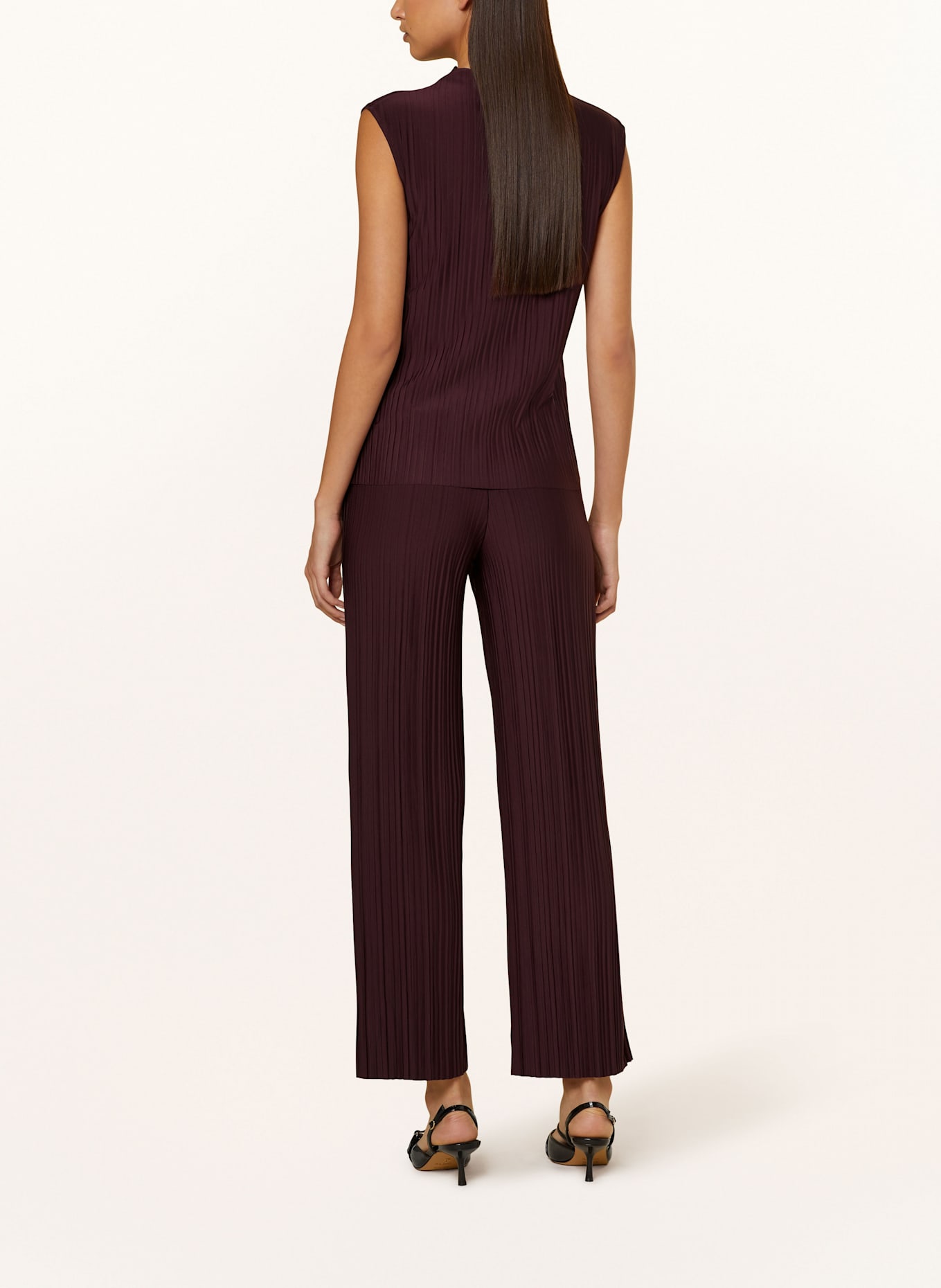 gina definido tricot Pleated trousers in jersey, Color: DARK RED (Image 3)