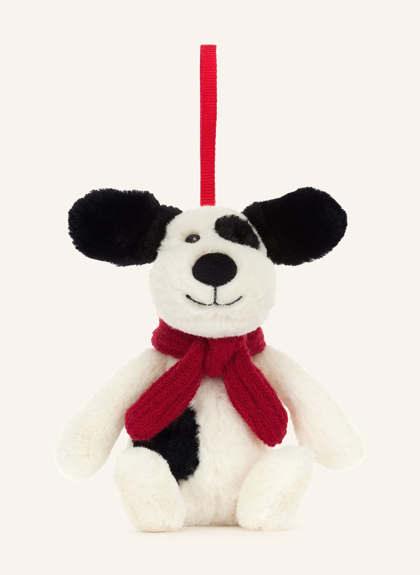 Jellycat Zawieszka pluszowa BASHFUL PUPPY: BIAŁY / CZARNY / CZERWONY
