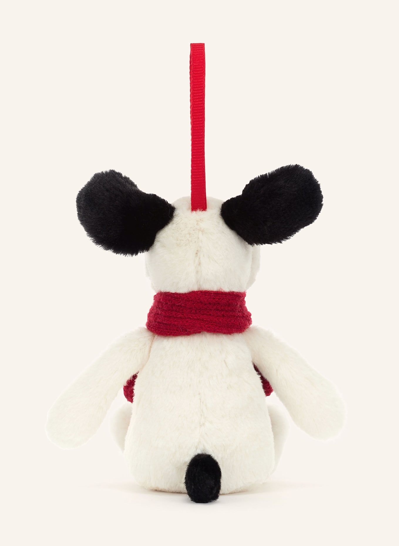 Jellycat Zawieszka pluszowa BASHFUL PUPPY: BIAŁY / CZARNY / CZERWONY