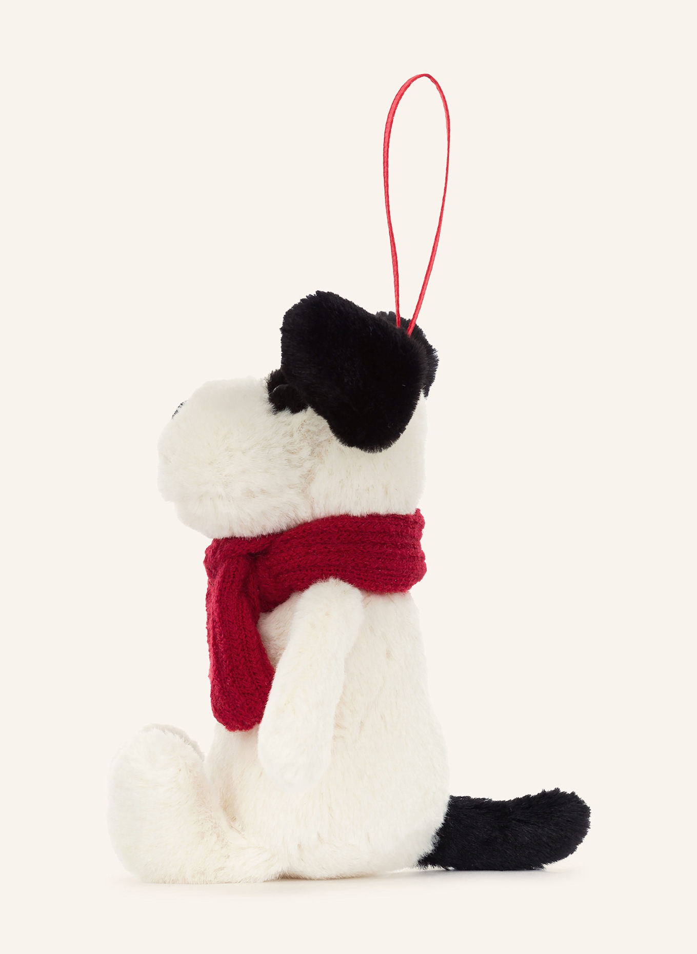 Jellycat Zawieszka pluszowa BASHFUL PUPPY: BIAŁY / CZARNY / CZERWONY