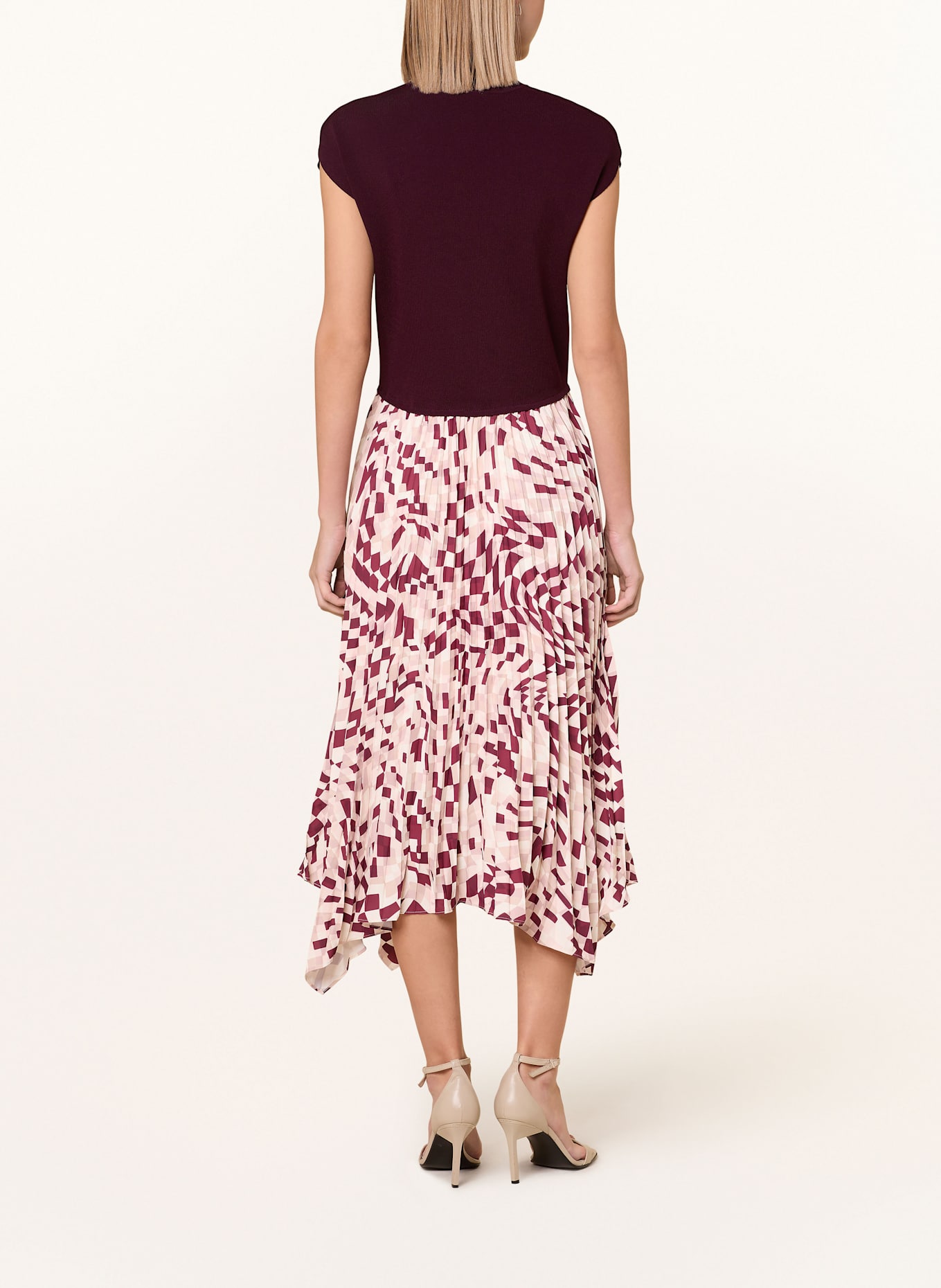 Phase Eight Plisseekleid MAYA im Materialmix: SCHWARZ/ BEIGE/ ROSA