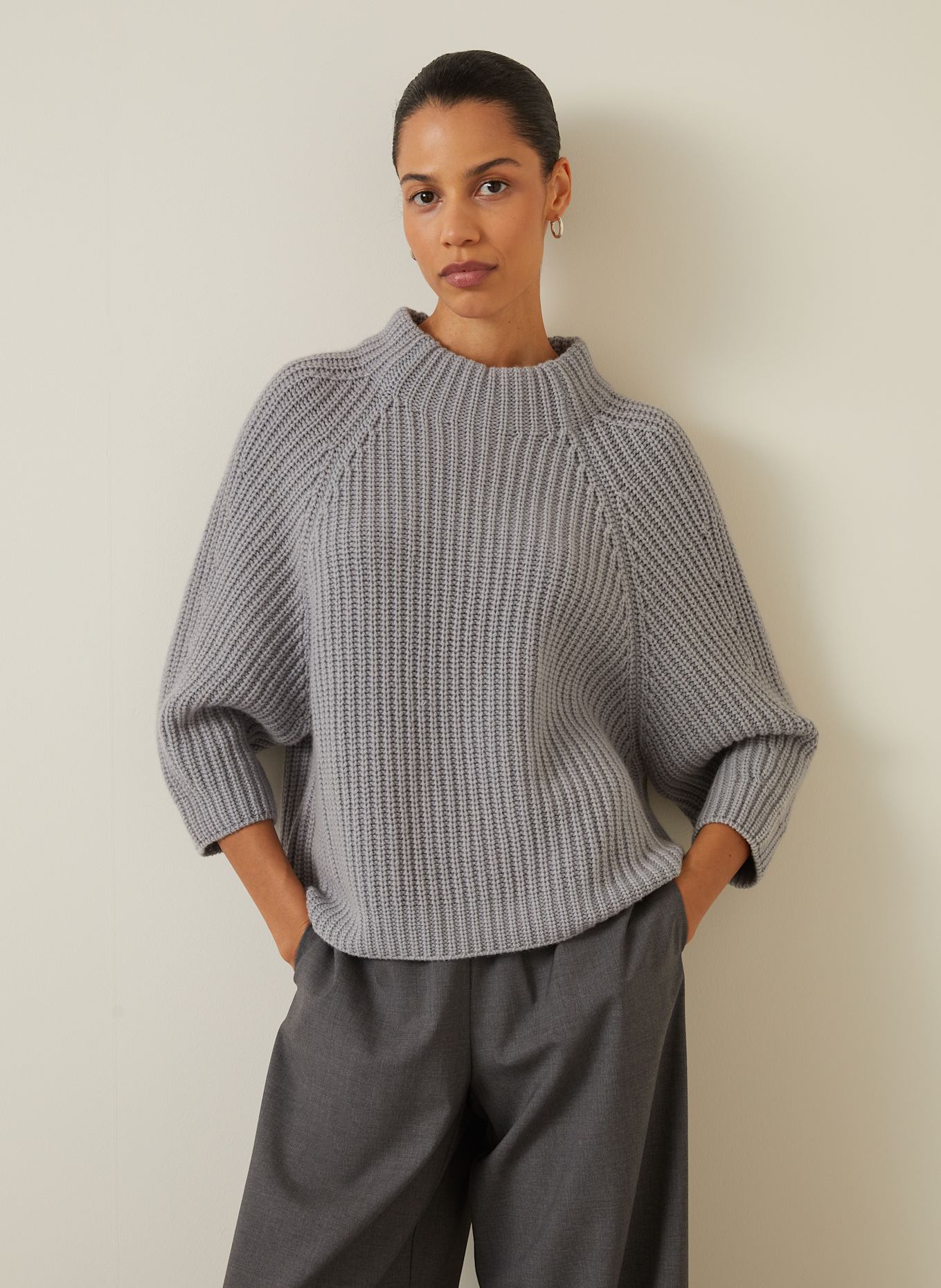 IRIS von ARNIM Cashmere-Pullover FALLOU: HELLGRAU