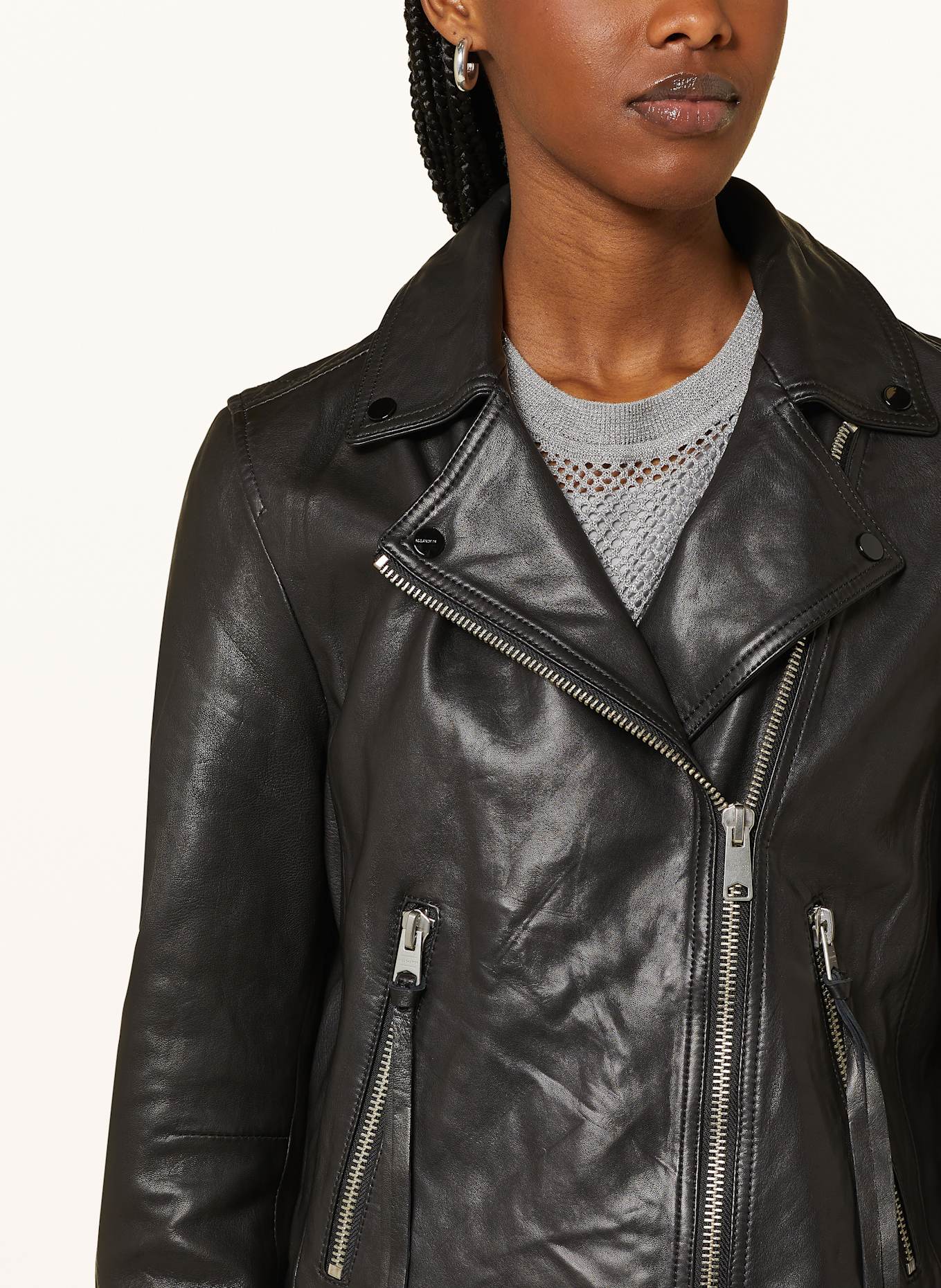ALLSAINTS Leather jacket DALBY: BLACK