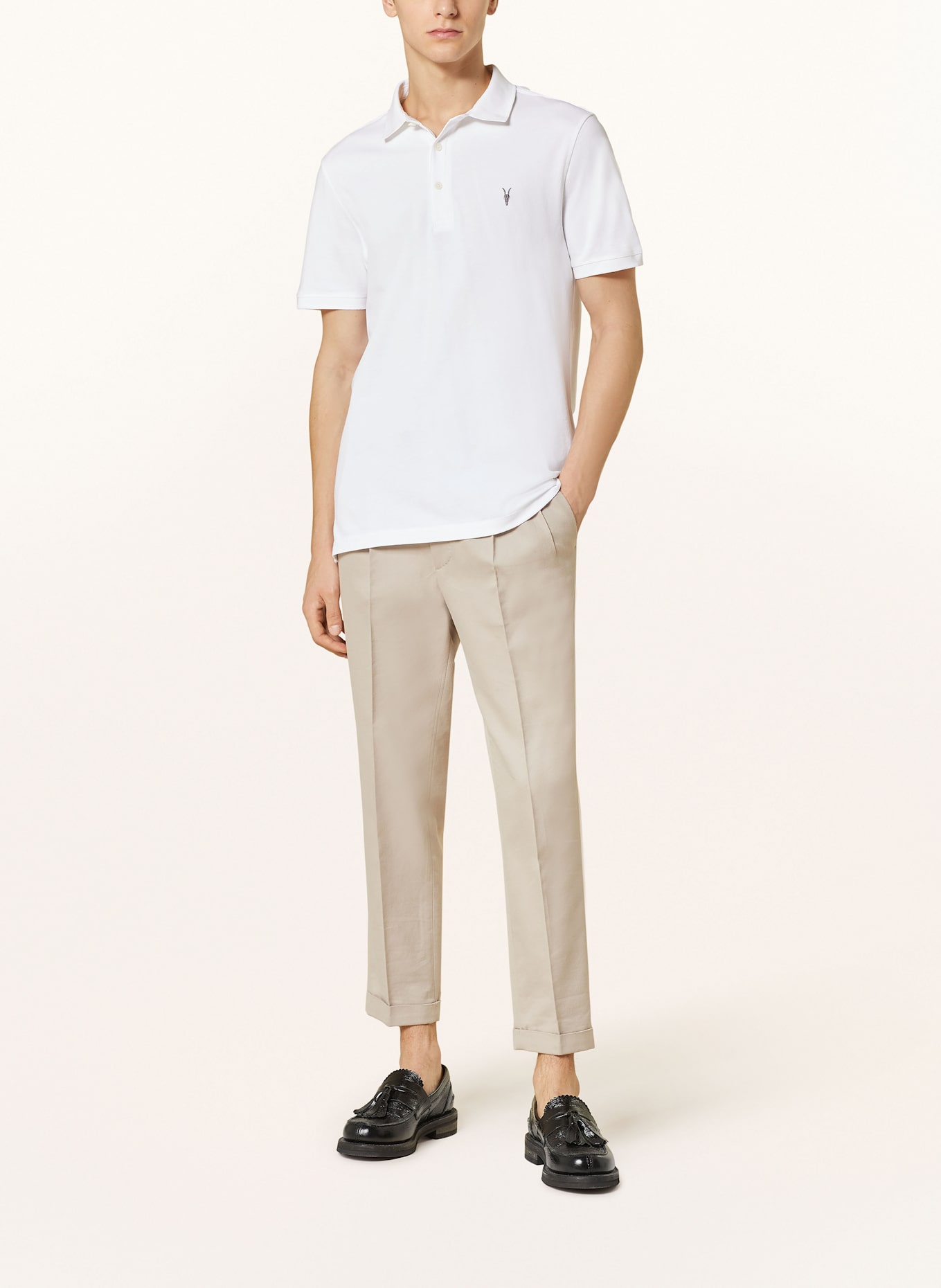 ALLSAINTS polo Vip Col Bord-cotes Argent REFORM slim fit: BIAŁY