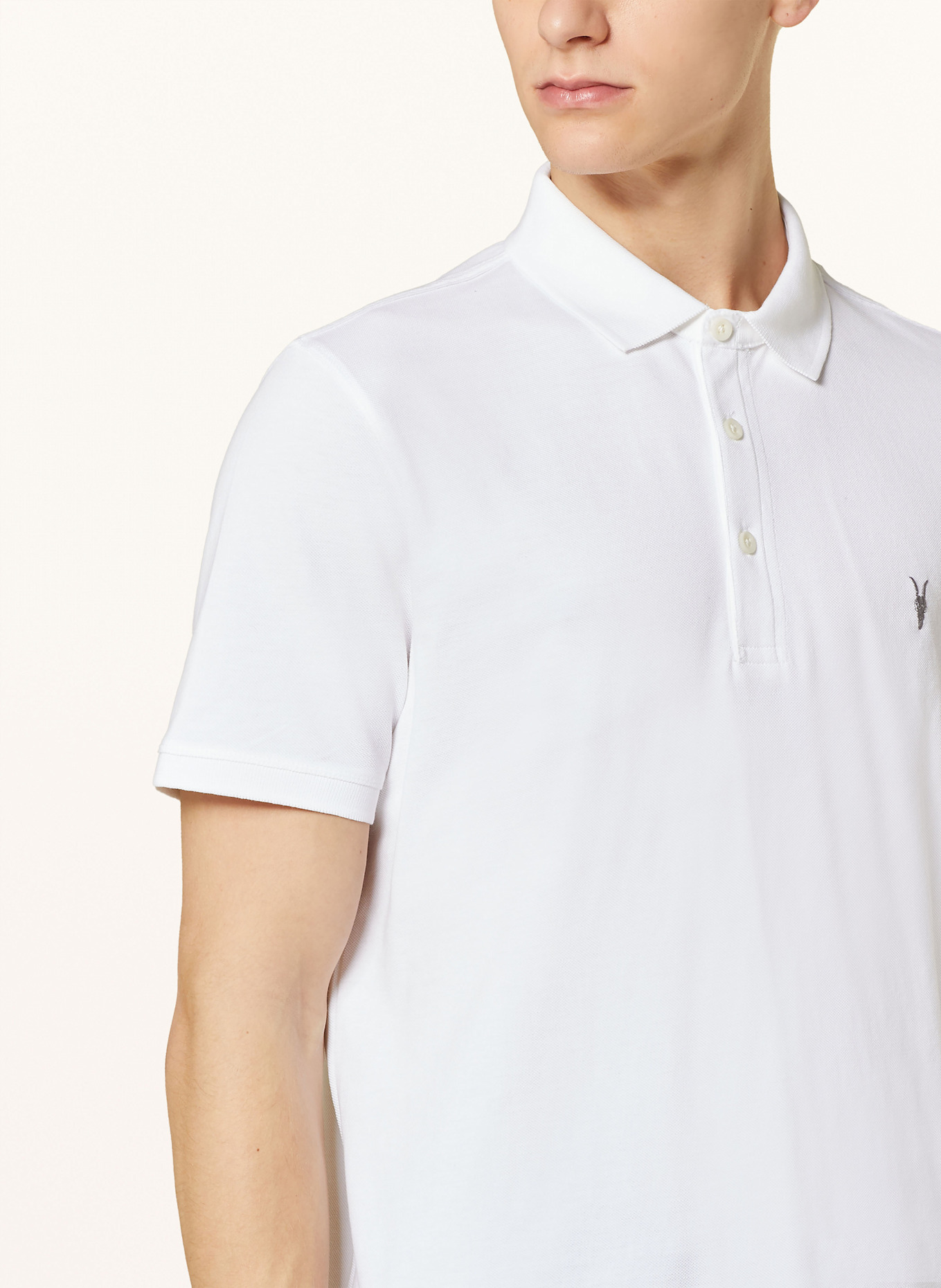 ALLSAINTS polo Vip Col Bord-cotes Argent REFORM slim fit: BIAŁY