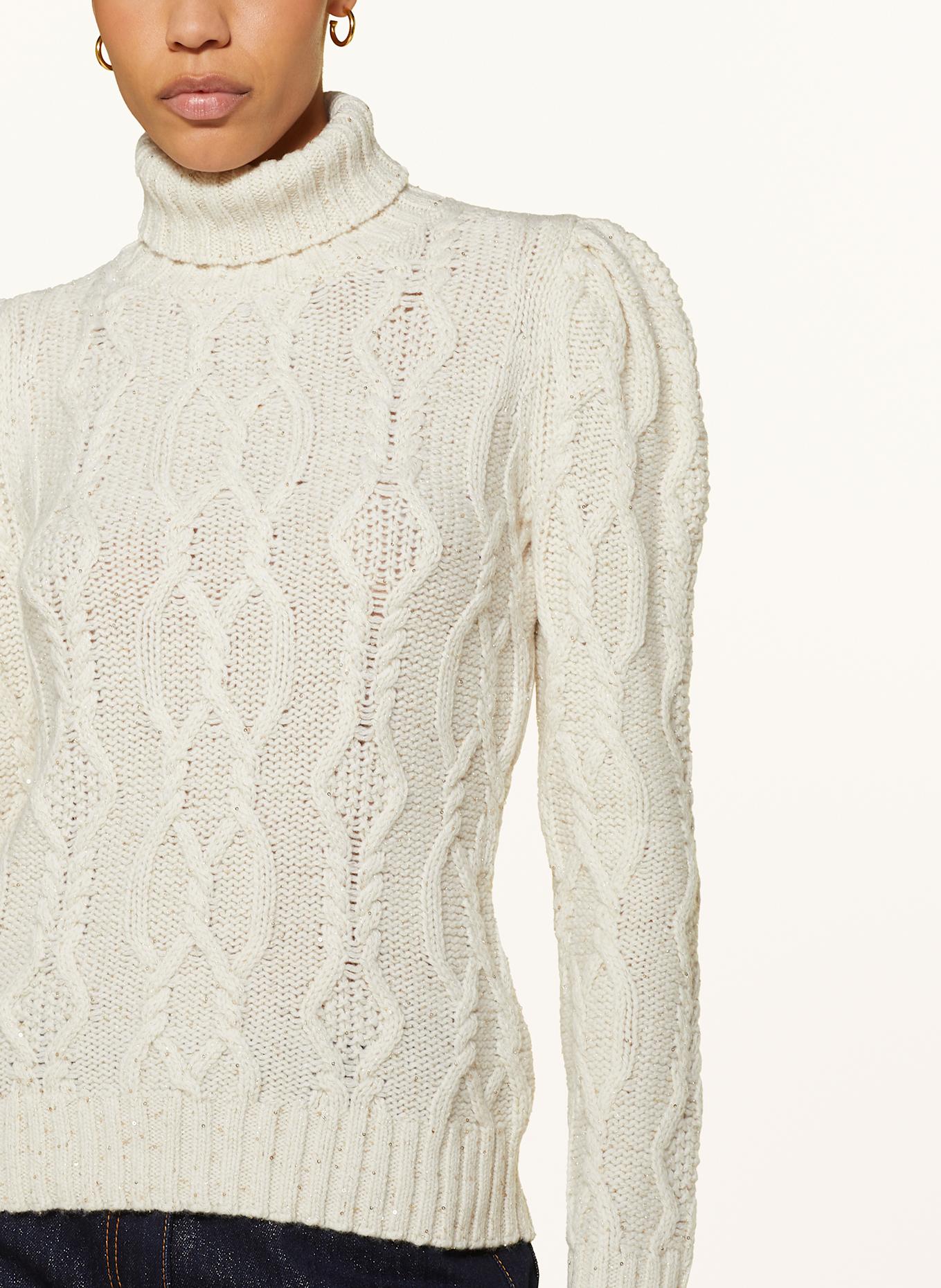 RALPH LAUREN Collection Turtleneck sweater with glitter thread and sequins in cream
