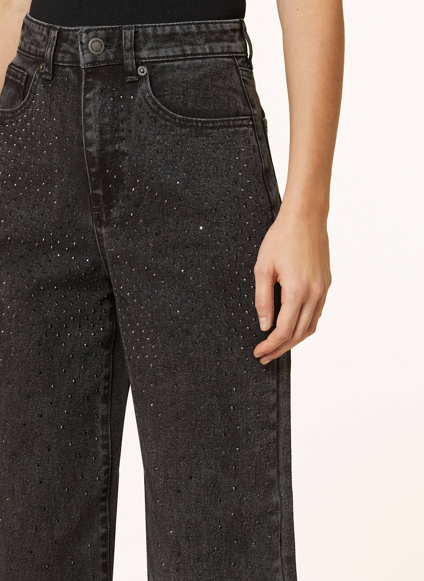 ONLY Straight Jeans mit Schmucksteinen: WASHED BLACK