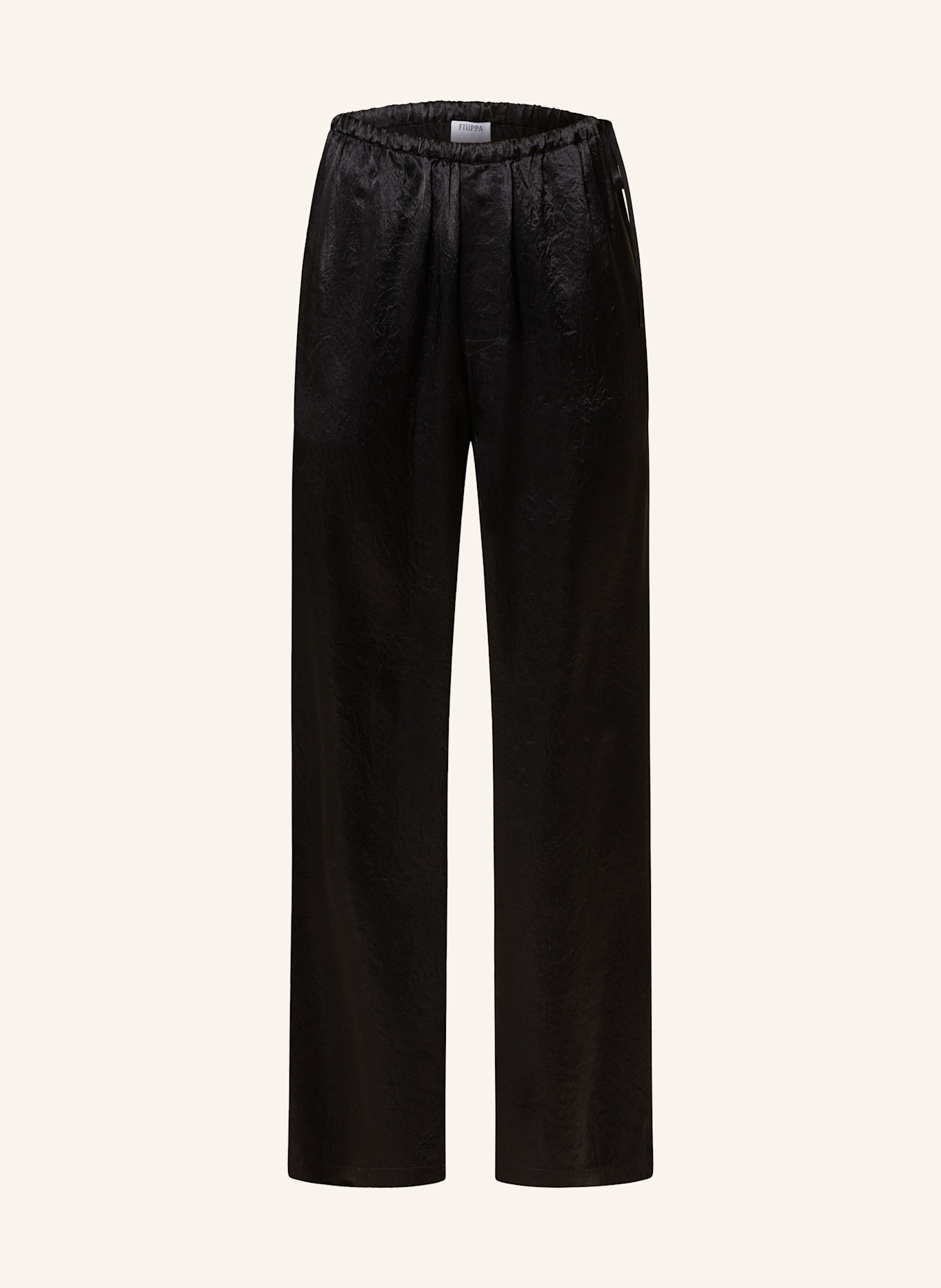 Filippa K Wide leg trousers in satin: BLACK