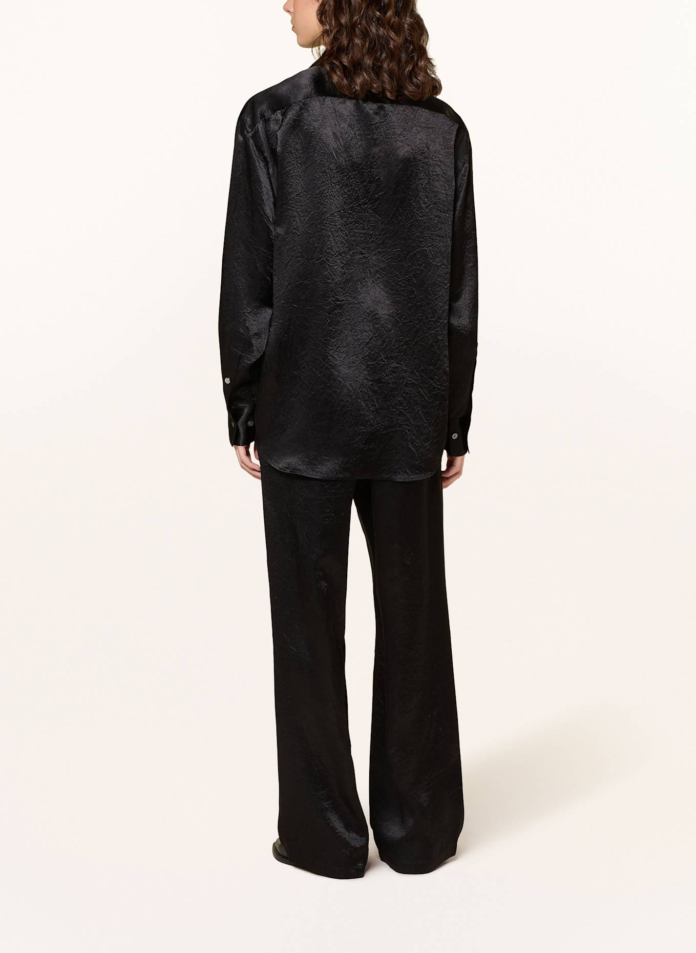 Filippa K Wide leg trousers in satin: BLACK